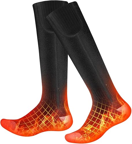 Heated Socks for Men Women, 3.7V 4000mAh Rechargeable Heated Socks with 3 Heating Level Electric Socks Washable Heated Ski Socks for Outdoor Hiking,