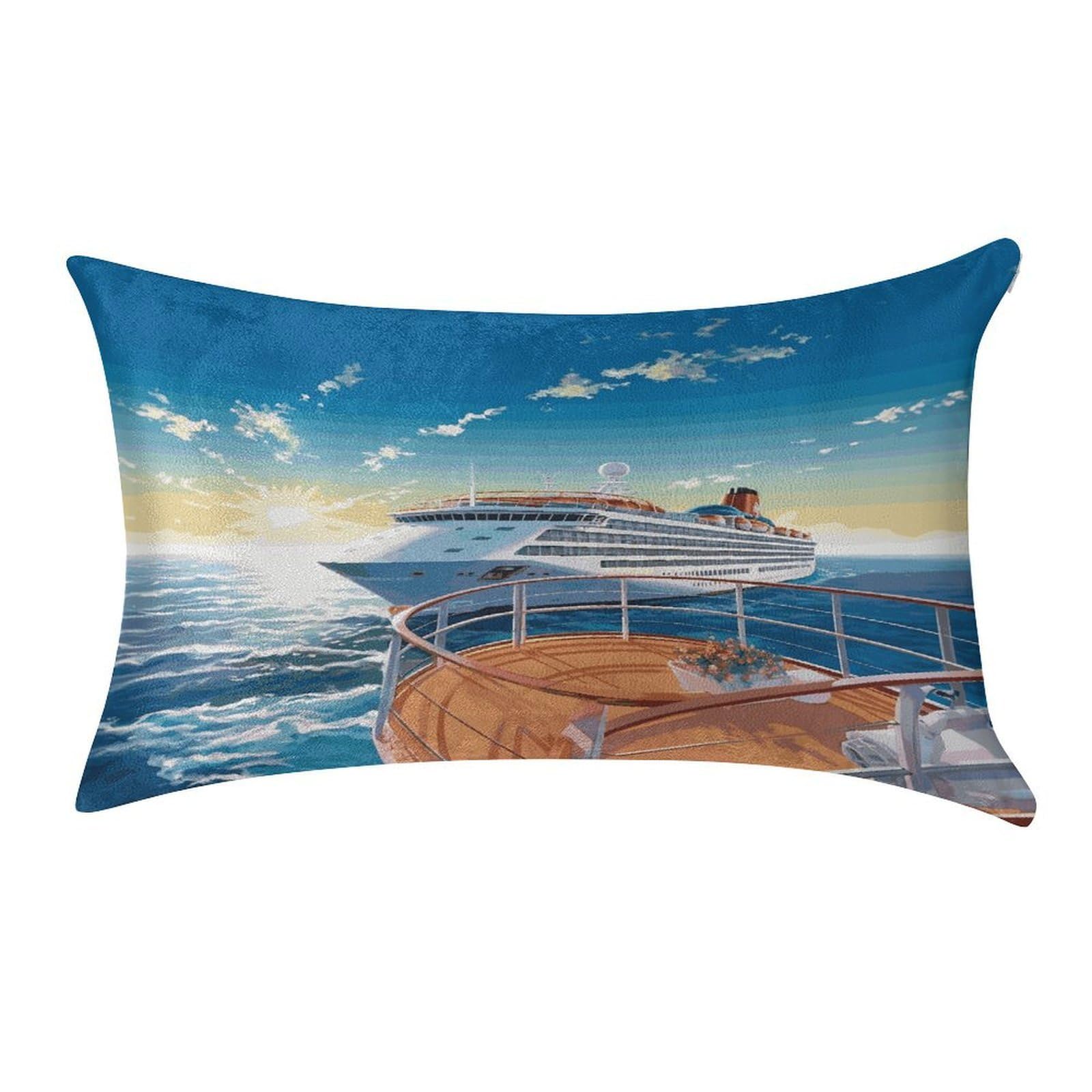 LDGSUPH Summer Sea Cruise Velvet Throw Pillow Covers Cozy Pillow Shams Pillowcases Detachable Pillow Cases Soft Cushion Cover with Zipper for Sofa Car Bed Pillow Protectors 12 "×20 "