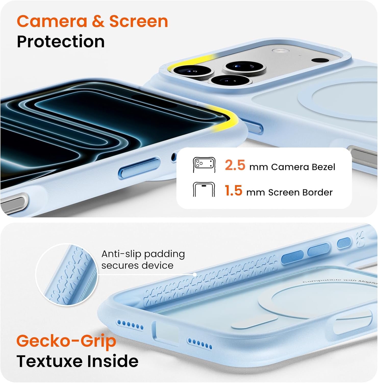 ORNARTO Magnetic for iPhone 17 Pro Max Case, 7X Military-Grade Drop Protection, Compatible with MagSafe, Slim Shockproof Translucent Matte Phone Case for iPhone 17 Pro Max 6.9", Baby Blue