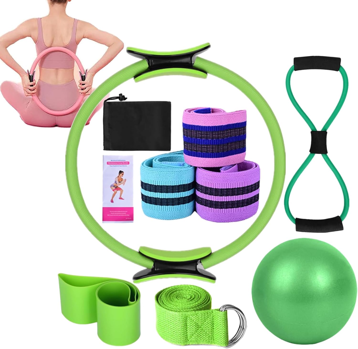 ZANWANXIN Better me Pilates Essentials Kit for Women, Better Me Pilates Kit, Yoga Sets for Women, Portable Fitness Equipment with Resistance Bands, Pilates Ring, Ball & Guide ZANWANXIN Better me Pilates Essentials Kit for Women, Better Me Pilates Kit, Yoga Sets for Women, Portable Fitness Equipment with Resistance Bands, Pilates Ring, Ball & Guide