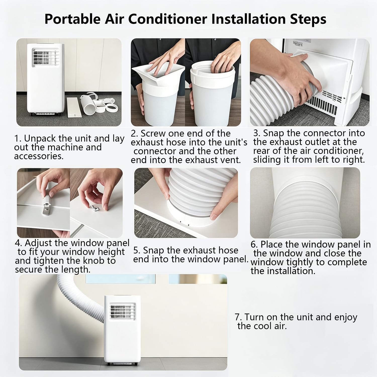 Climatiseur Portable combinant Refroidissement, Chauffage, déshumidification et Ventilation. Équipé d'une minuterie de 24 Heures, de Fonction d'oscillation à 120° 14000BTU-Cold
