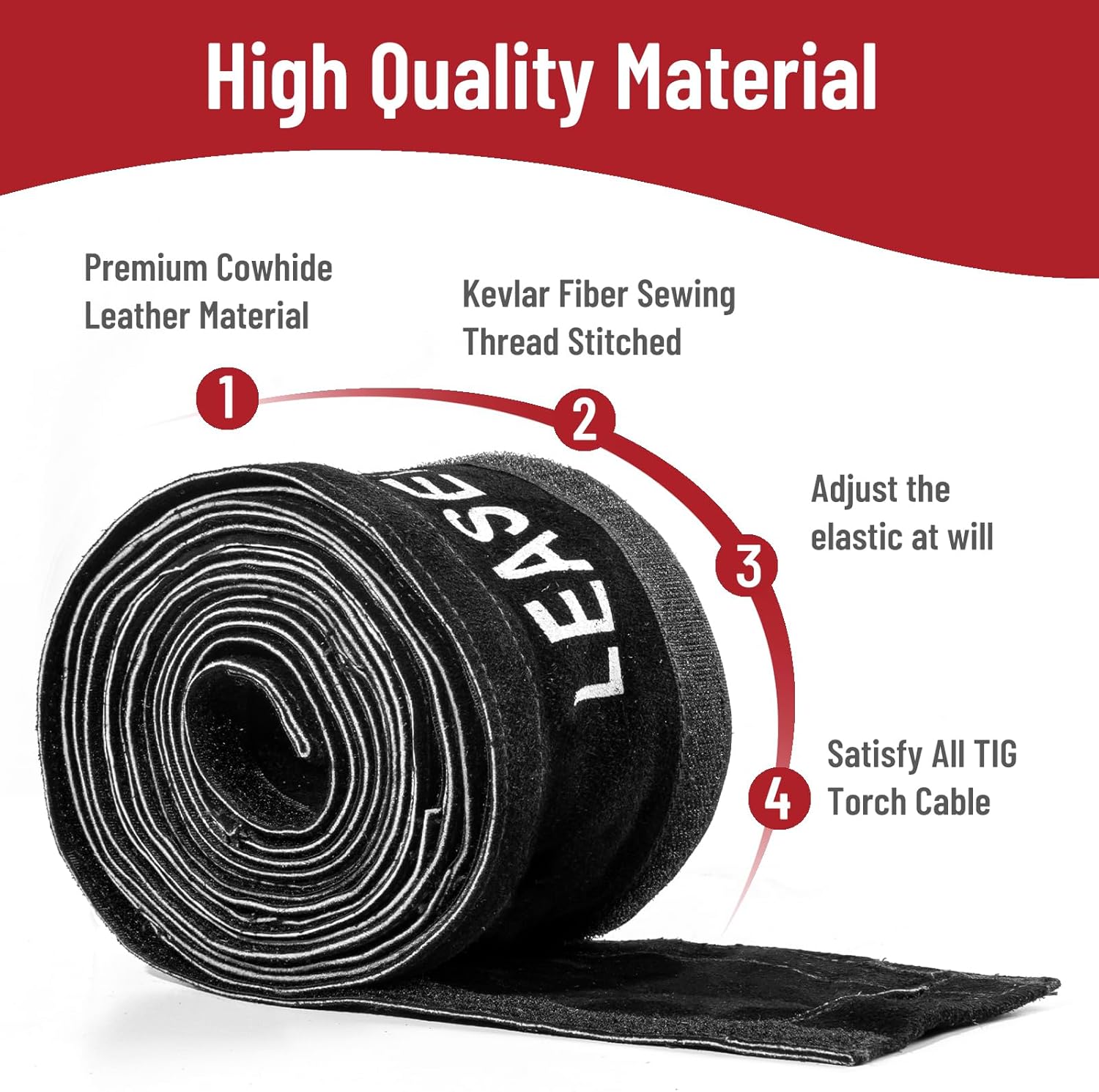 LeaSeek TIG Welding Torch Cable Cover, Flame-Retardant Leather Protective Cable Cover,Black Torch Lead Cover 7.7 Meters (25 Feet Length)