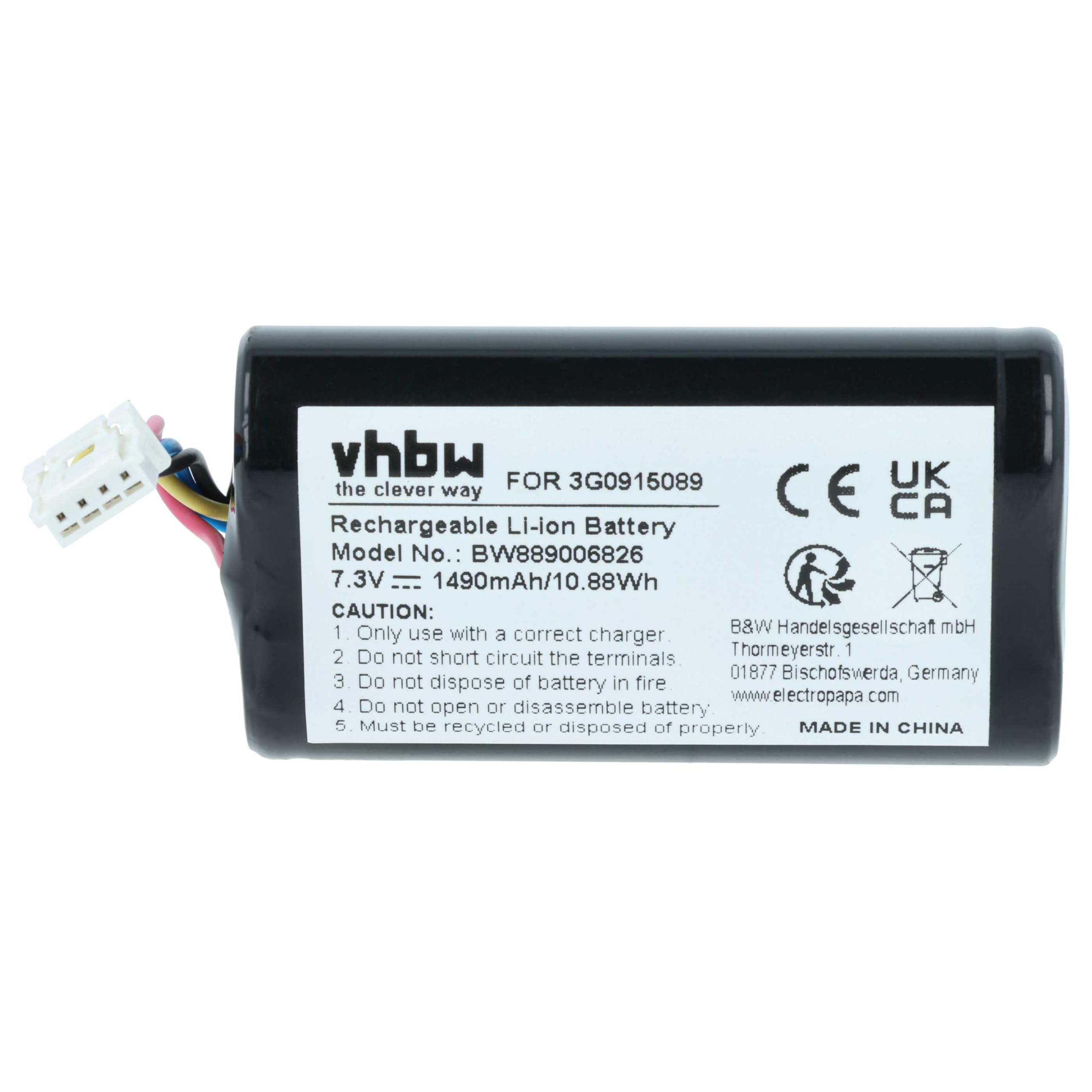 vhbw Akku Ersatz für Skoda 3G0915089 für Telematik-Steuergerät (1,49 Ah, 7,3 V, Li-Ion)