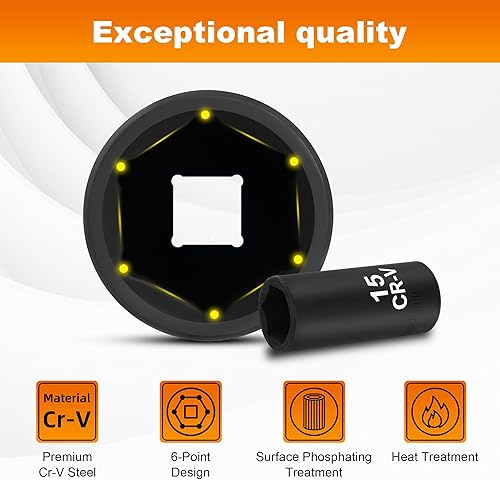 Miniatura 33 de Juego de 64 piezas de llaves de 3/8 pulgadas, SAE (5/16"-1") y métricas (0.236 in-0.945 in), profundas y superficiales, llave de trinquete de 72