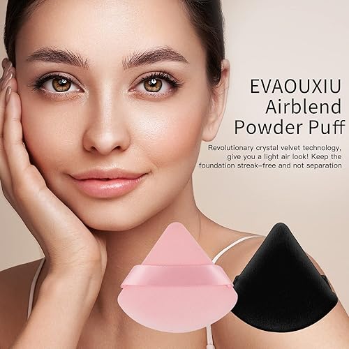 Miniatura 7 de 2 piezas EVAOUXIU Triangle Powder Puff para polvo facial, esponja suave de felpa, esponja cosmética de terciopelo, herramientas de maquillaje de