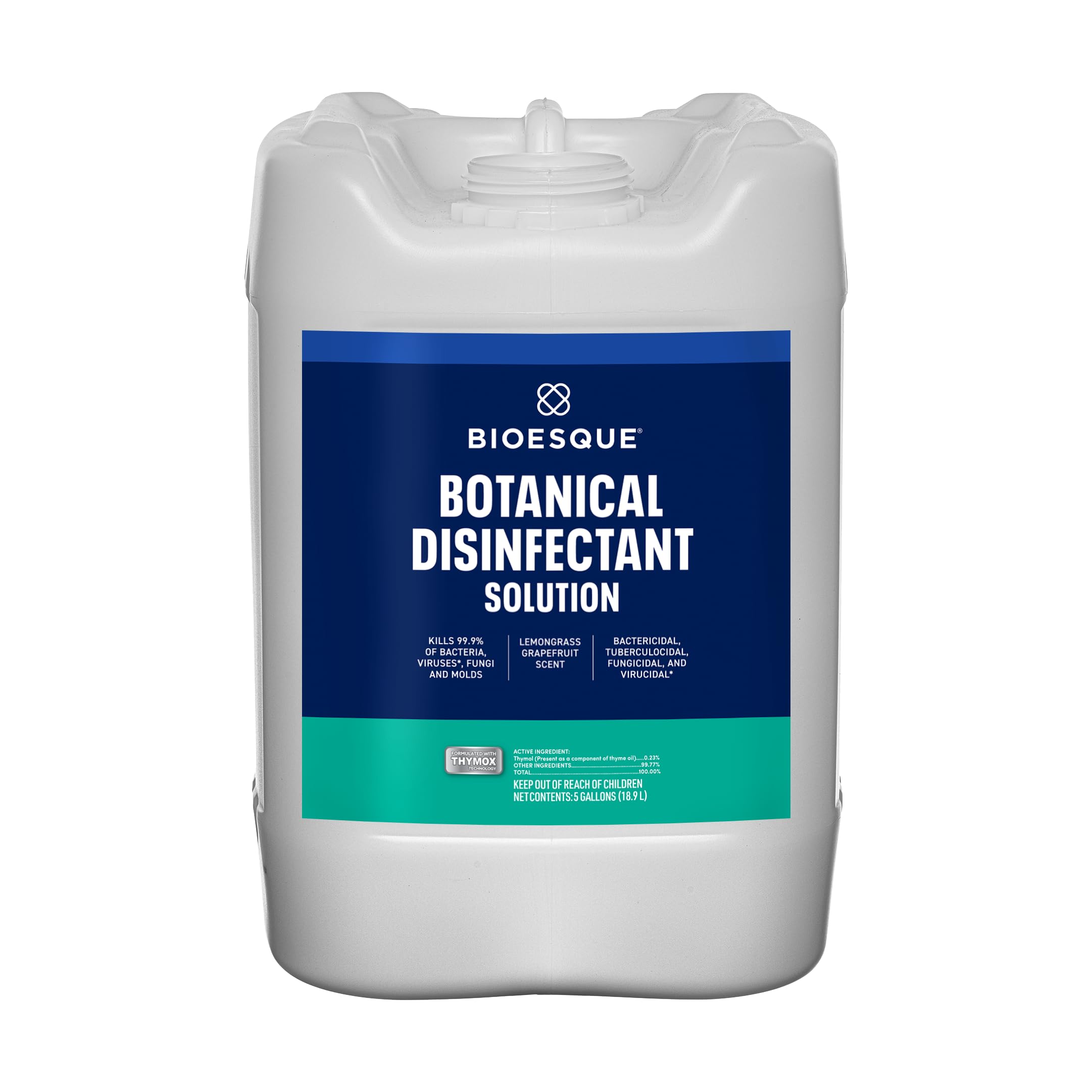 Bioesque Botanical Disinfectant Solution, Heavy Duty Broad-Spectrum Disinfectant, Kills 99.9% of Bacteria, Viruses*, Fungi, & Molds, 5 Gallon (Pack of