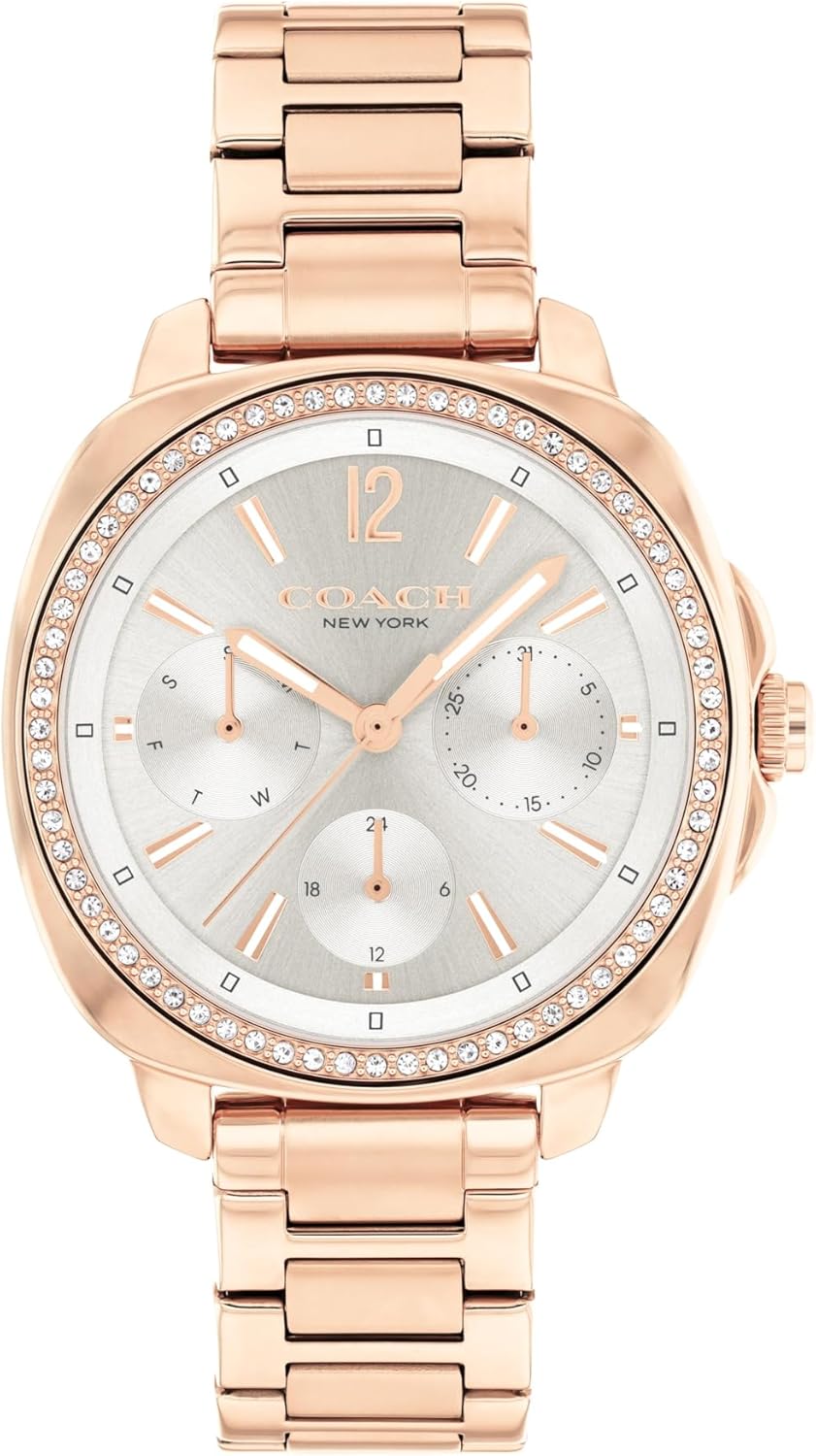 COACH Kitt Women's Quartz Multifunction Watch, Stainless Steel Bracelet, Water-Resistant to 3ATM, Chic and Versatile Timepiece - Gift for Her, 34mm