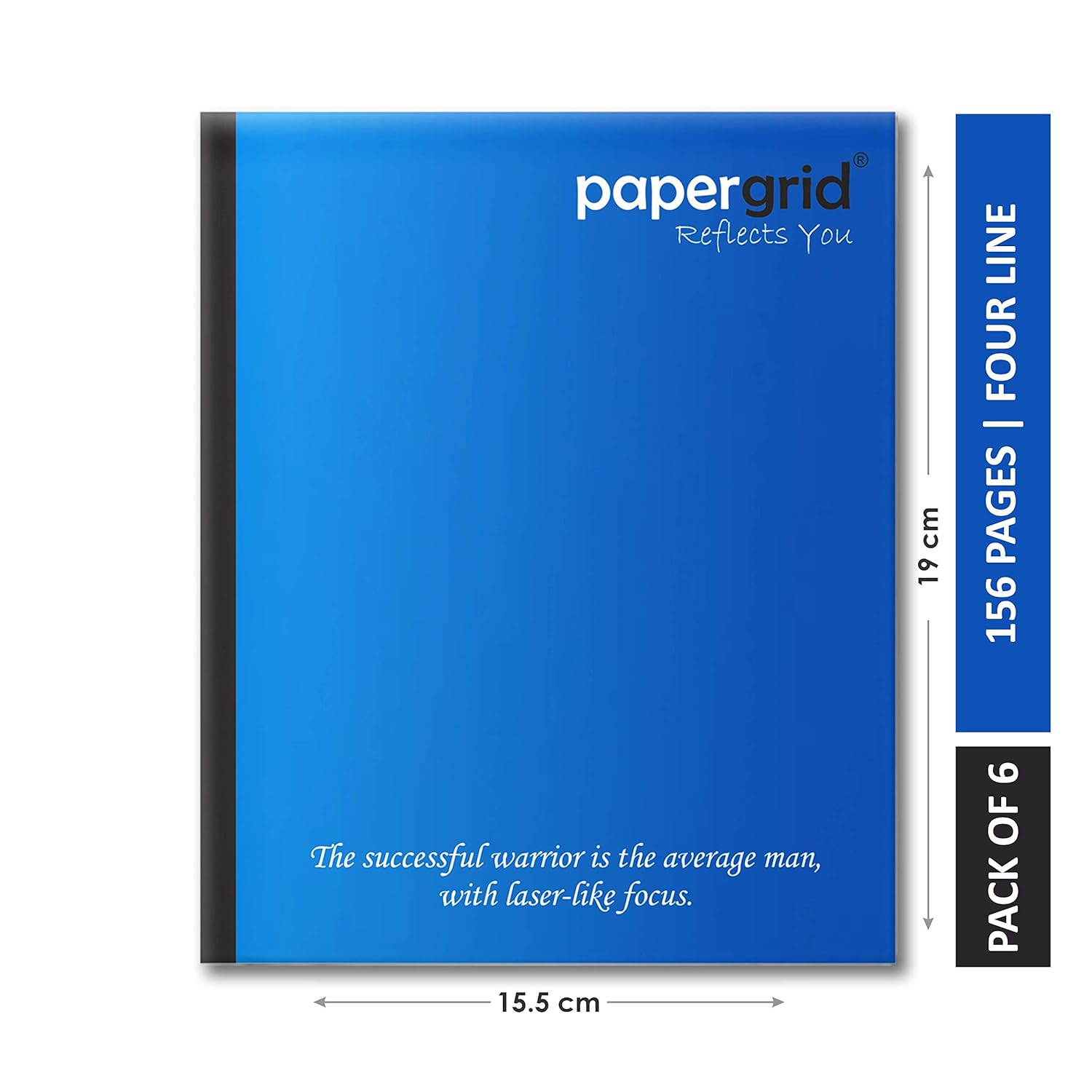 papergrid Notebook Short Book (19 cm x 15.5 cm), Four Line, 152 Pages, Soft Cover Pack of 6