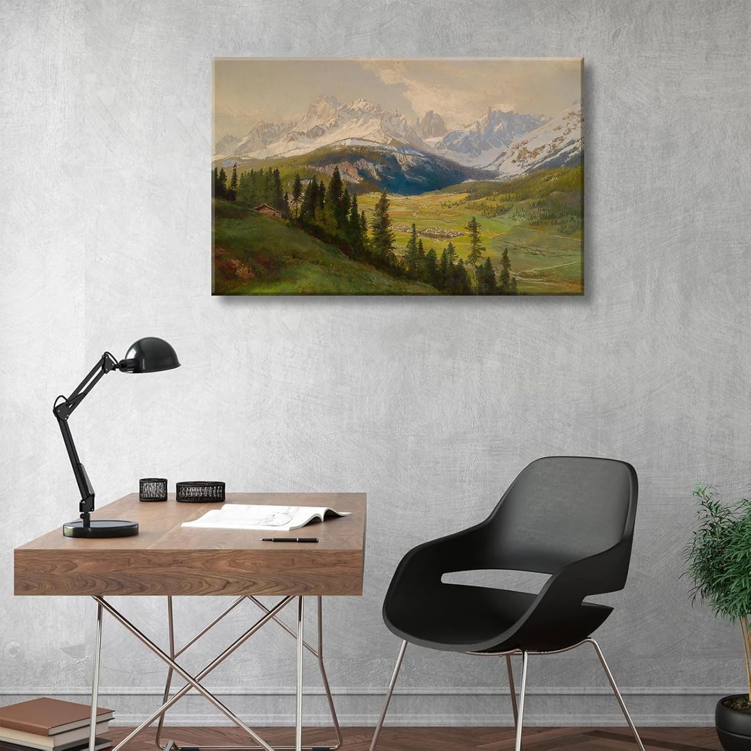 Mountain Canvas Wall Art Natural scenery Wall decor Pictures Abstract Mountain Scenery Paintings Artwork Ridge Field Poster Print for Living Room Bedroom Dining Room Office Decoration