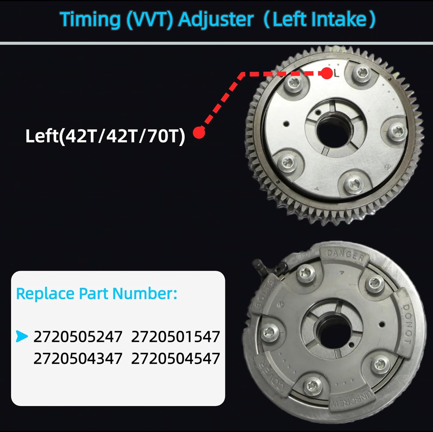 New M272 Engine Timing Chain Kit w/4Pcs VVT Gears Intake/Exhaust Fit for Mercedes Benz C230 C280 C300 C350 CLK350 E350 GLK350 ML350 ML450 R350 SLK350 2.5L 3.0L 3.5L V6 V8 2005-2013 2720506847