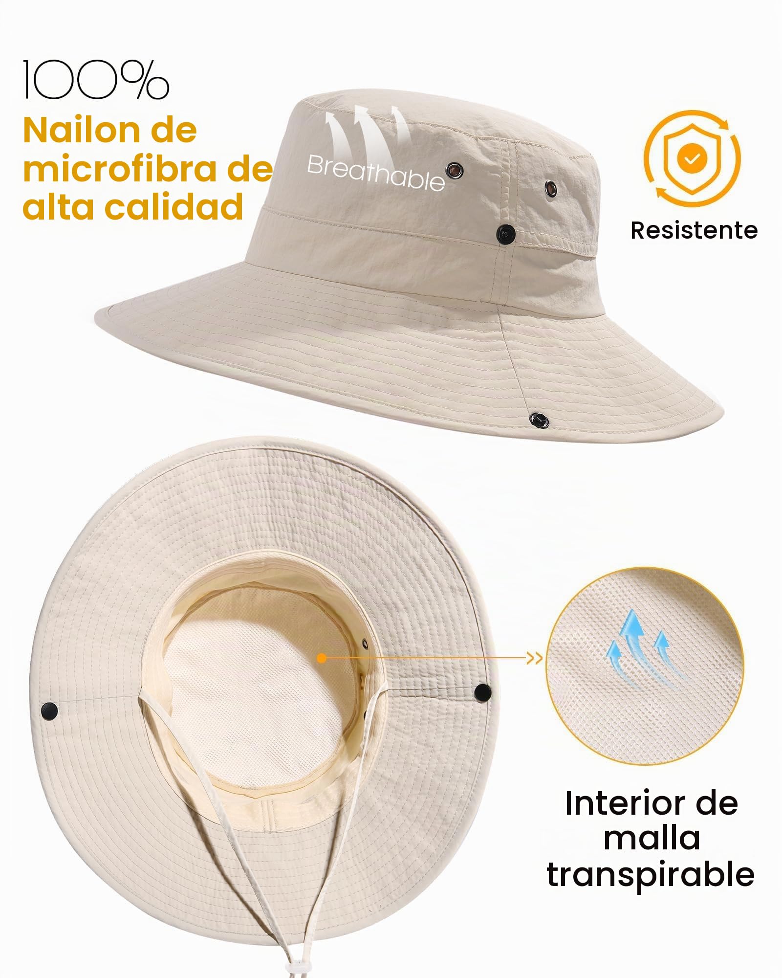 FURTALK Sombrero de pesca unisex con protección UV para mujer y hombre, plegable, para senderismo, portátil, con ala ancha