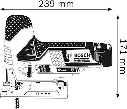 Bosch Professional 06015A1002 12 V System GST 12V-70 Cordless Jigsaw (2 x Saw Blades, Glide Shoe, Anti-Splinter Guard, Cut.
