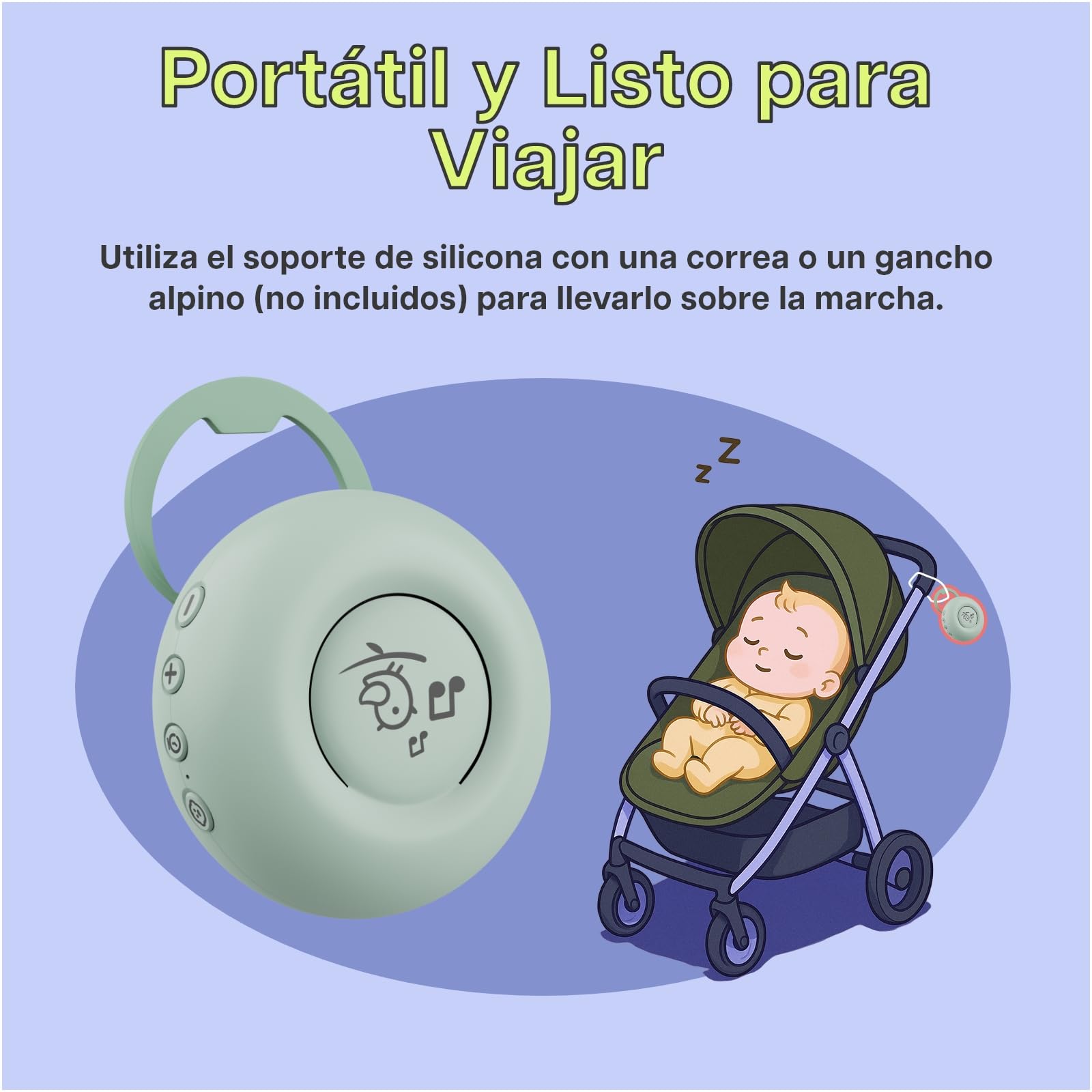 Máquina de Ruido Blanco Portátil Bebé por MMOBIEL – 20 Sonidos Relajantes, Sensor de Llanto, Temporizador, Recargable USB-C – Ruido Blanco/Rosa/Marrón, Canciones de Cuna y Sonidos Naturaleza - Verde