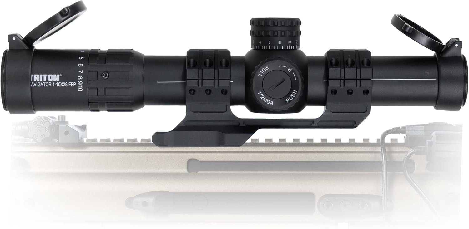 Triton Navigator+ 1-10x28 First Focal Plane FFP LPVO Rifle Scope | Chevron C2 BDC Reticle