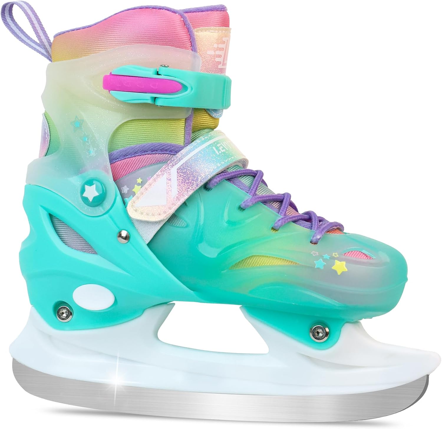 Adjustable Girls Ice Skates for Kids - Ice Skating Shoes - Hockey Lace-Up Skates for Youth Beginners,Pink Blue Green