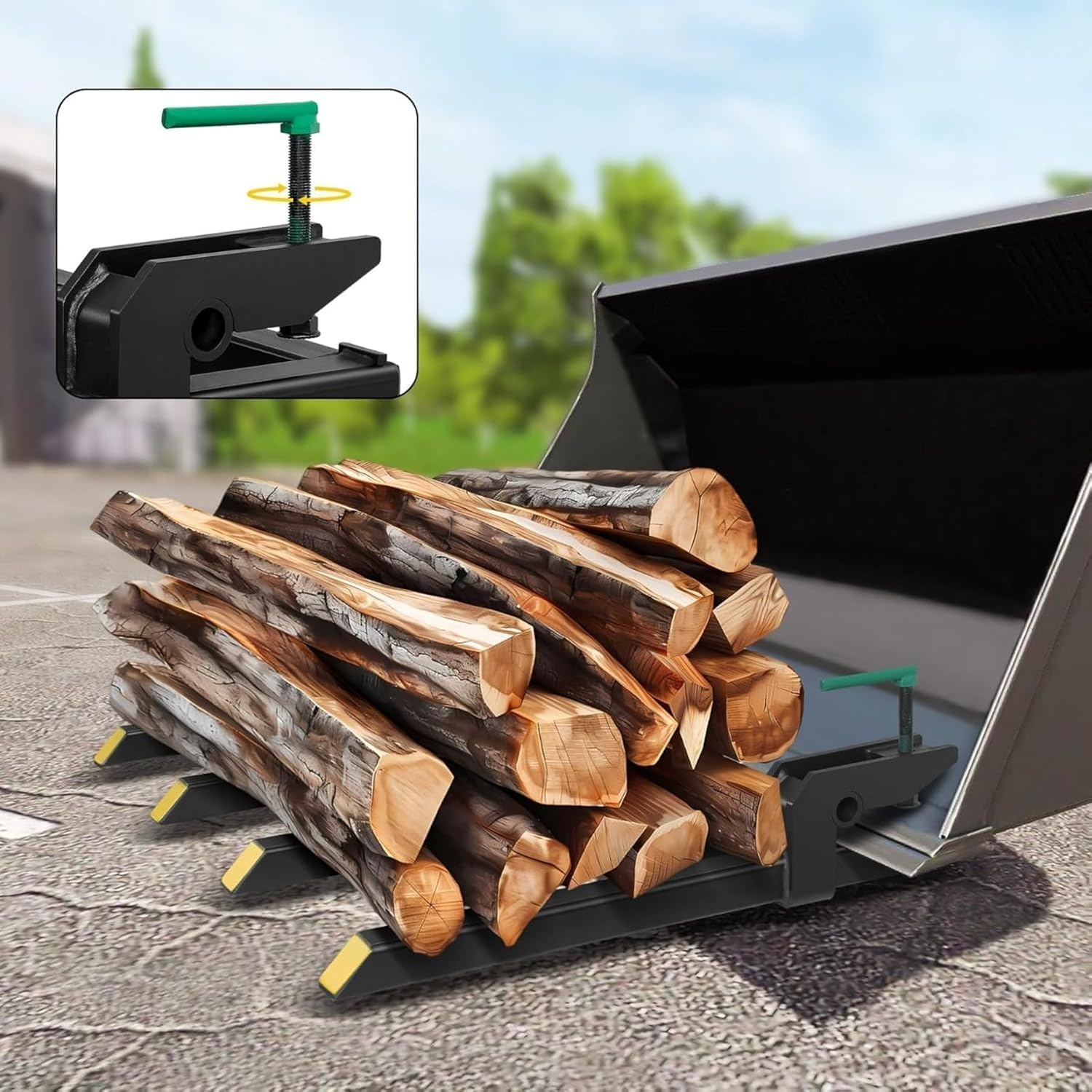 Clamp on Debris Forks for 43" Tractor Bucket, 2500 lbs Capacity 4 Tines Heavy Duty Pallet Forks for Skid Steer Loader Tractor