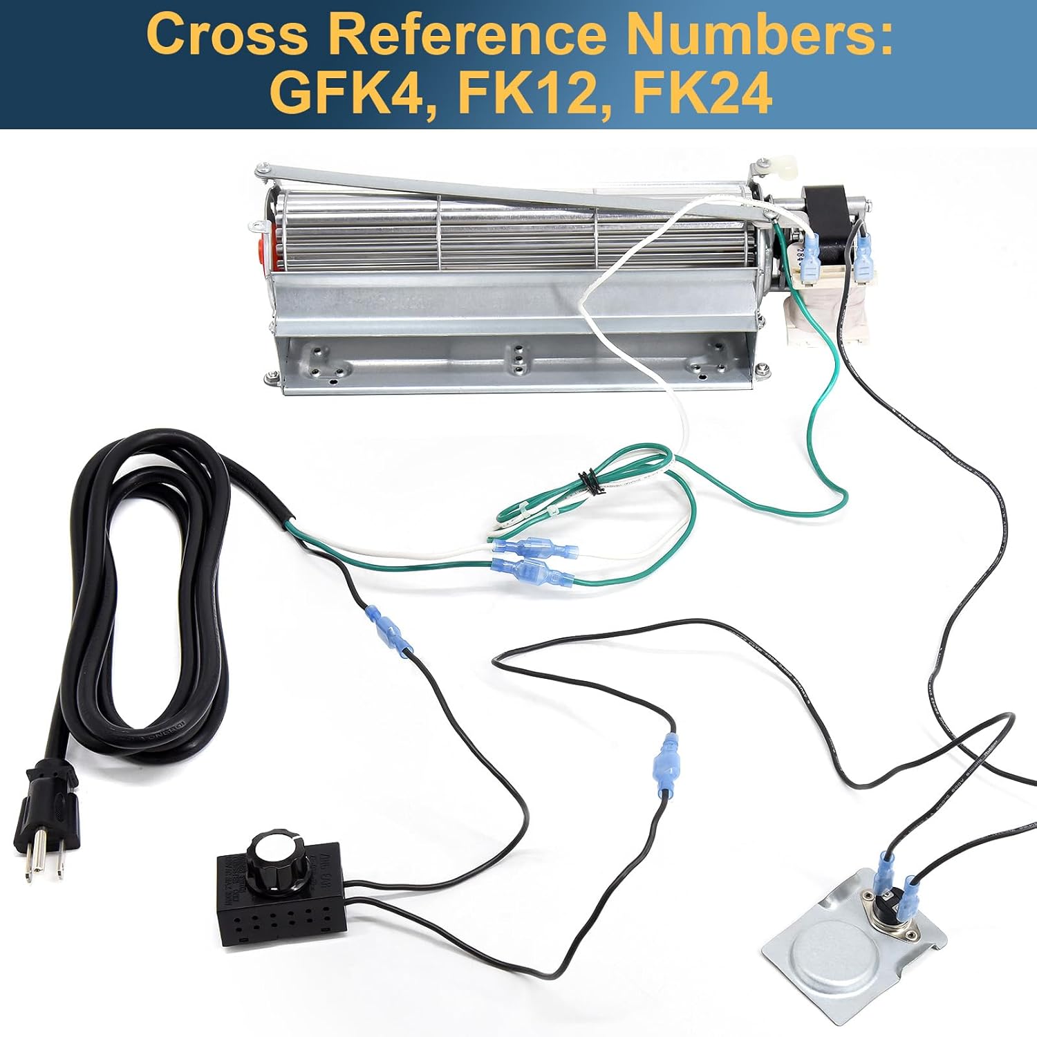 GFK4 FK4 GFK4B GFK4A Fireplace Blower Fan Kit for Heatilator NDV4236I, ND4236, ND3933. Fireplace Fan Blowers Kit with Thermostat Replace Heatilator, Majestic, Lennox, Temco, Martin Fireplaces