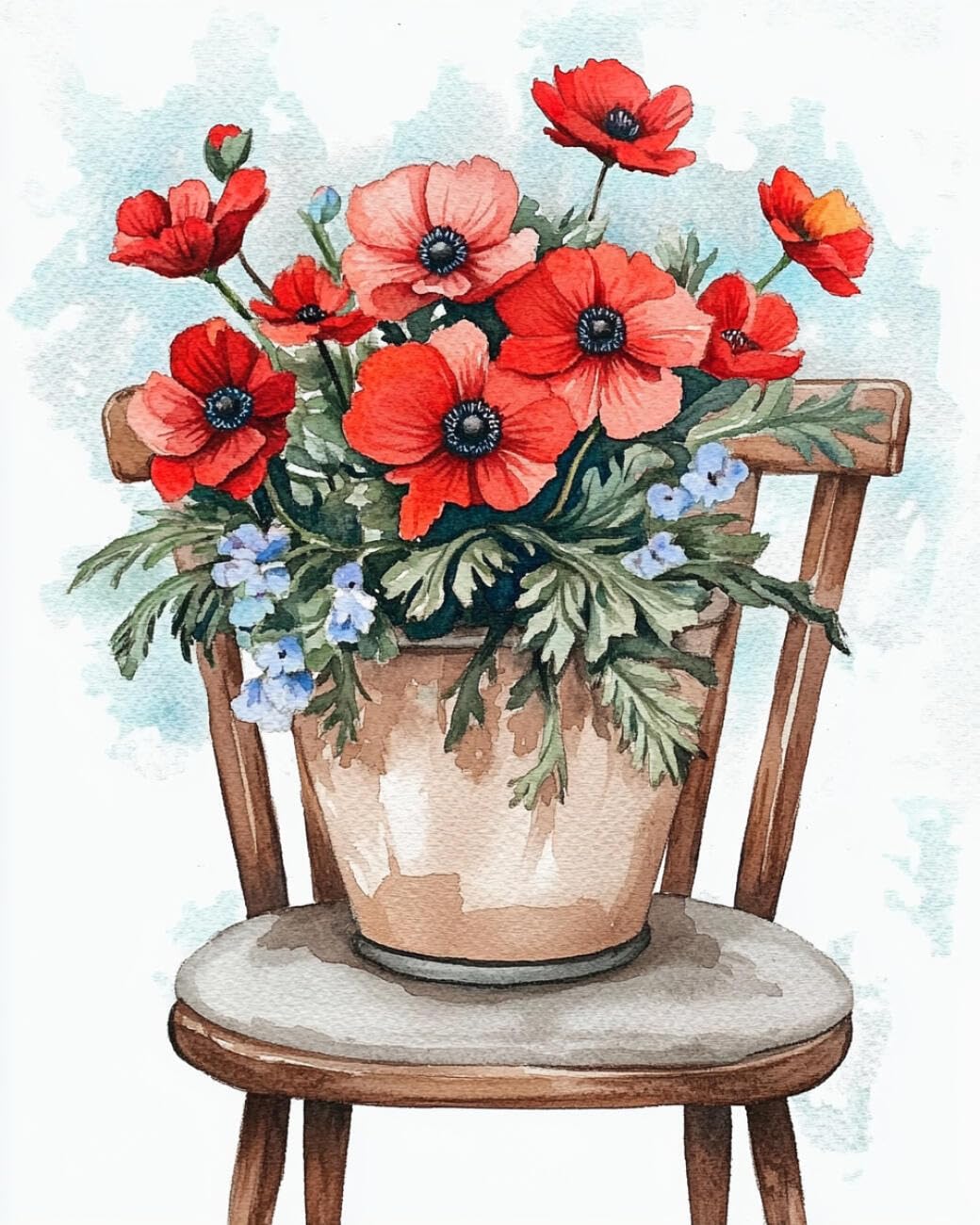 RKFLGEW 14CT Stamped Cross Stitch Kits Watercolor Red Flowers Cross-Stitch Kits for Beginner Or Adults,DIY Easy Counted Needlework Embroidery Set Home Decoration 40x50cm