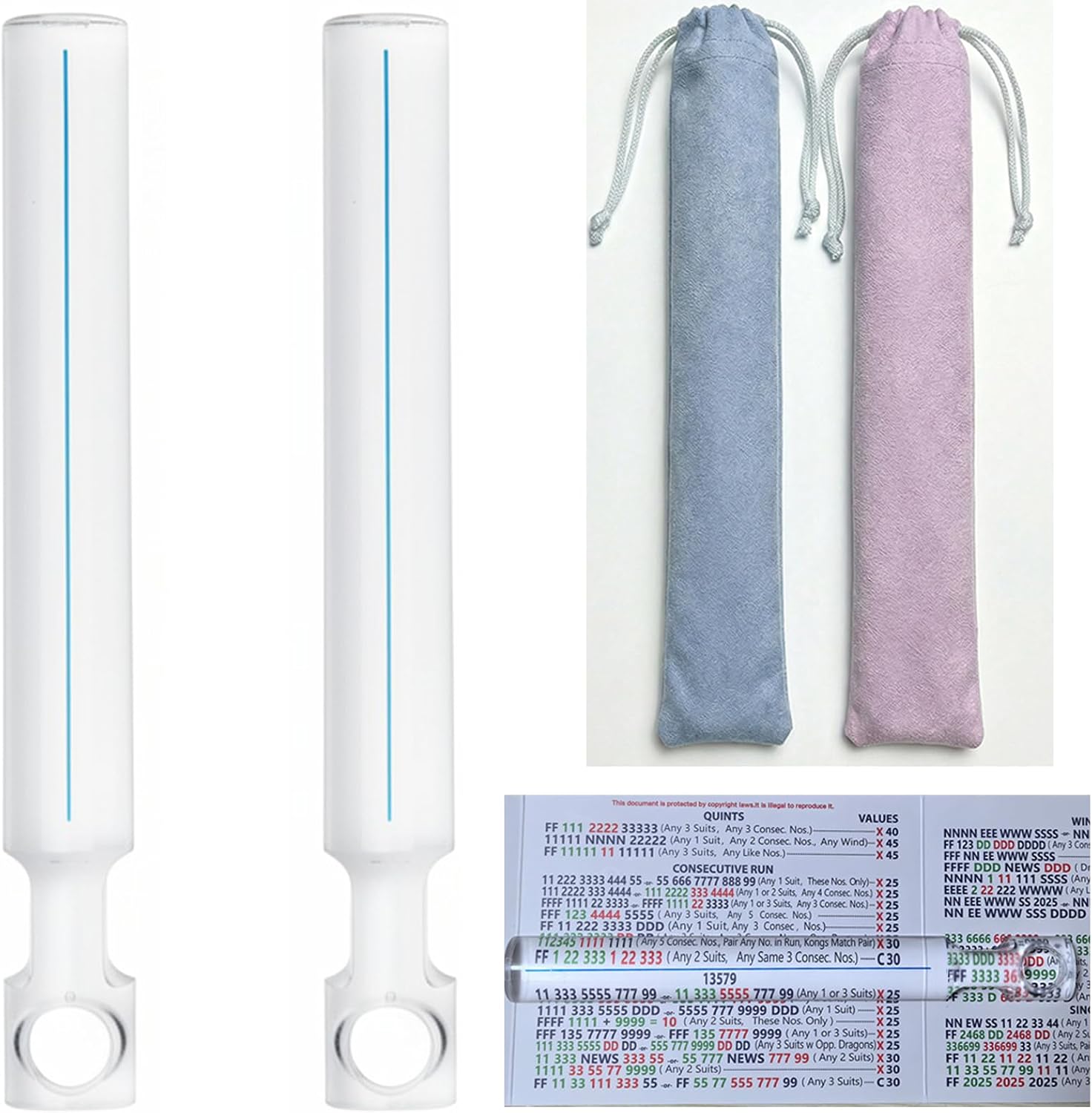 2Pcs Mahjong Line Magnifying Finder with Microfiber Cleaning Cloth, 8.2-Inch Acrylic Magnifying Ruler for NMJL Cards for Seniors and Beginners, for Travel, Parties, Competitions, Game Nights