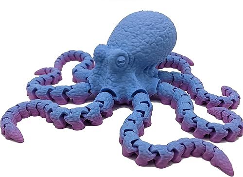 Miniatura 9 de 3D Printed Octopus - Customizable, Made to Order Articulated Animal Model (Small, Purple with Lime Green Tentacles)