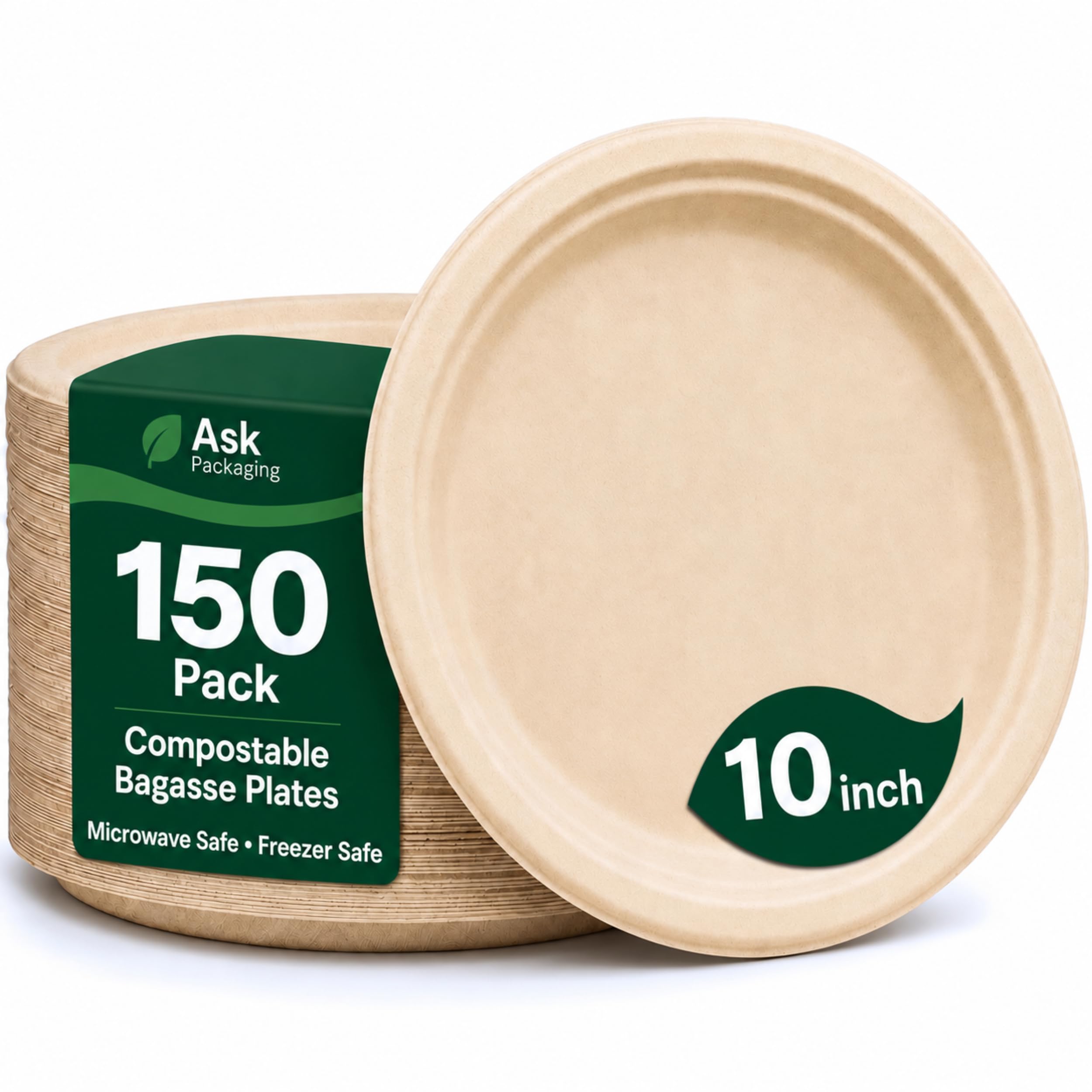 Strong Paper Plates 10 Inch 150 Pack, Heavy Duty Disposable Dinner Plates