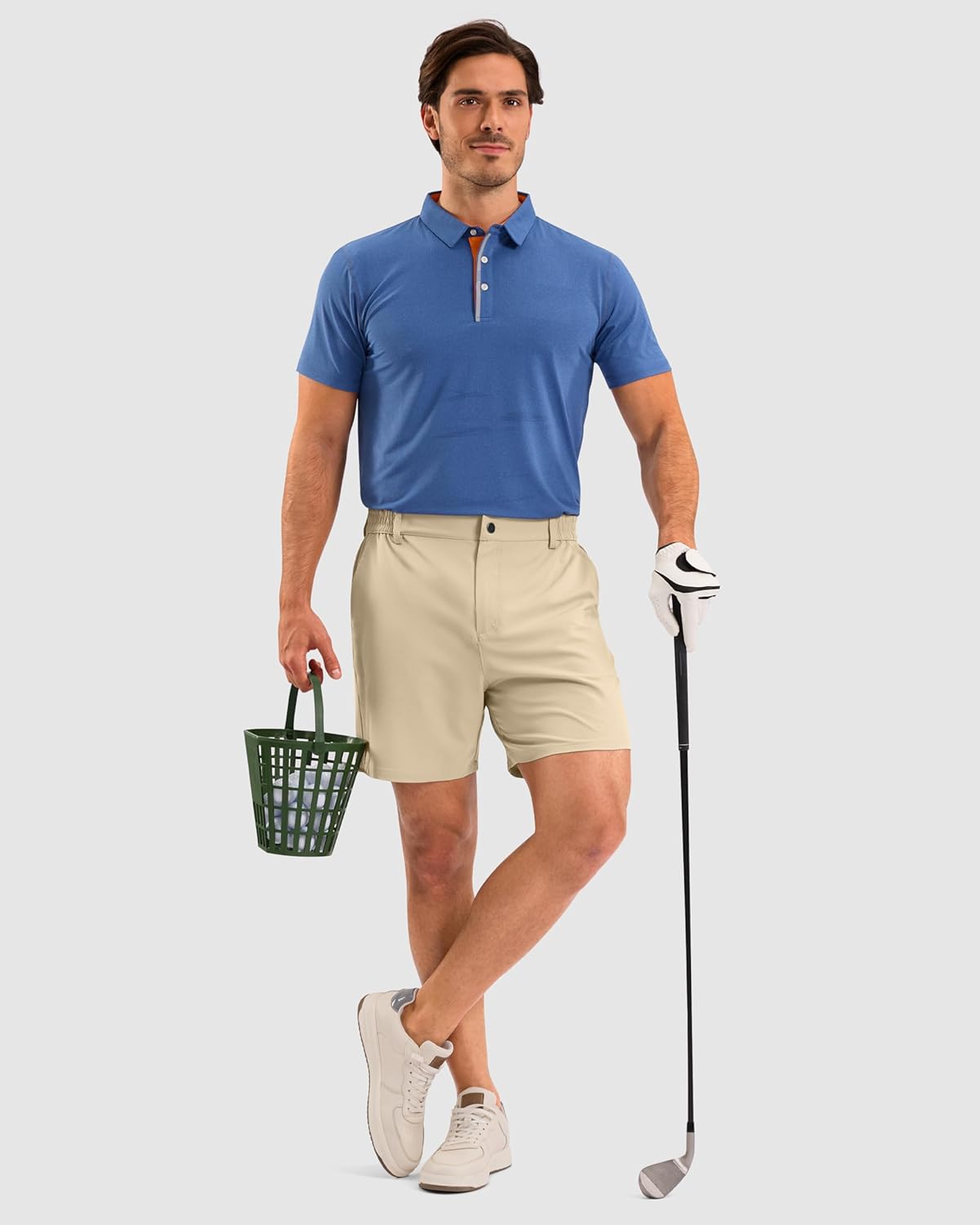 Pudolla Men's Casual Shorts 7"/9"/5" Lightweight Golf Shorts with 3 Pockets Stretch Quick Dry Comfy Work Shorts