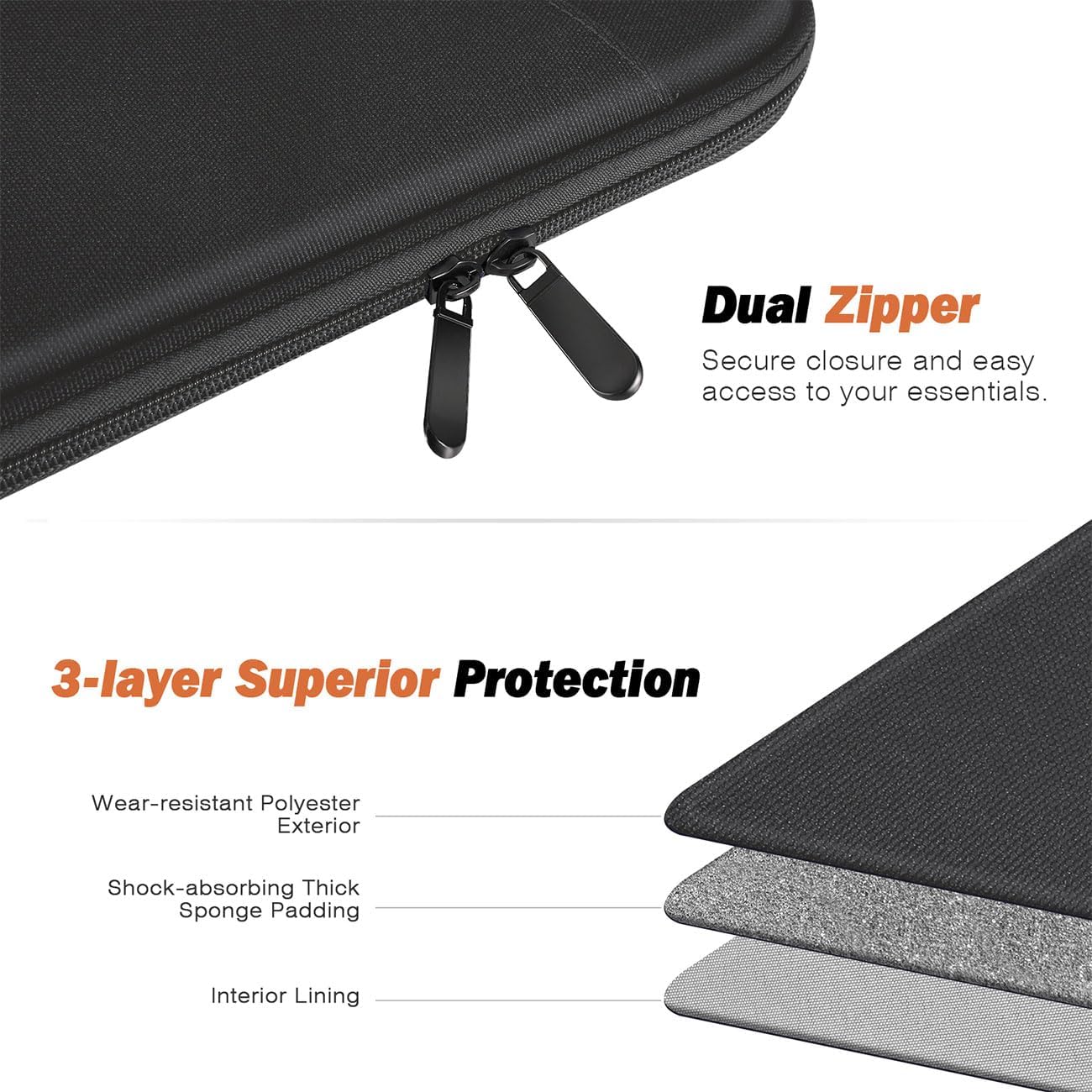 MoKo 13 Inch Tablet Sleeve Bag, Compatible with 13 Inch New iPad Pro M5 & Air M3 2025, iPad Pro 12.9 inch M2&M1, Galaxy Tab S8+/S9+ 12.4", Waterproof Bag Carrying Case with Pocket, Dark Gray - Image 5