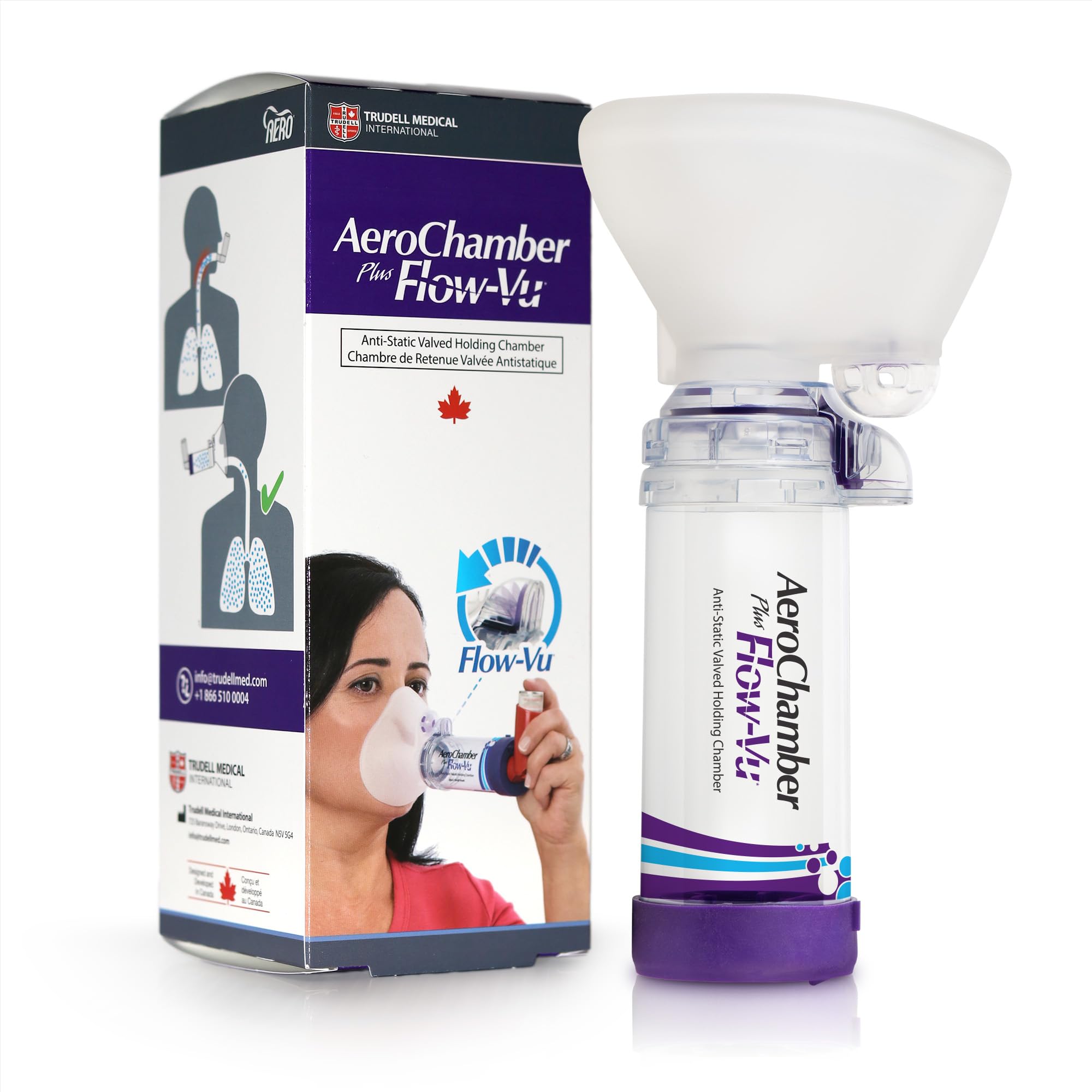 AeroChamber Plus Flow-Vu inhaler spacer - adult small mask