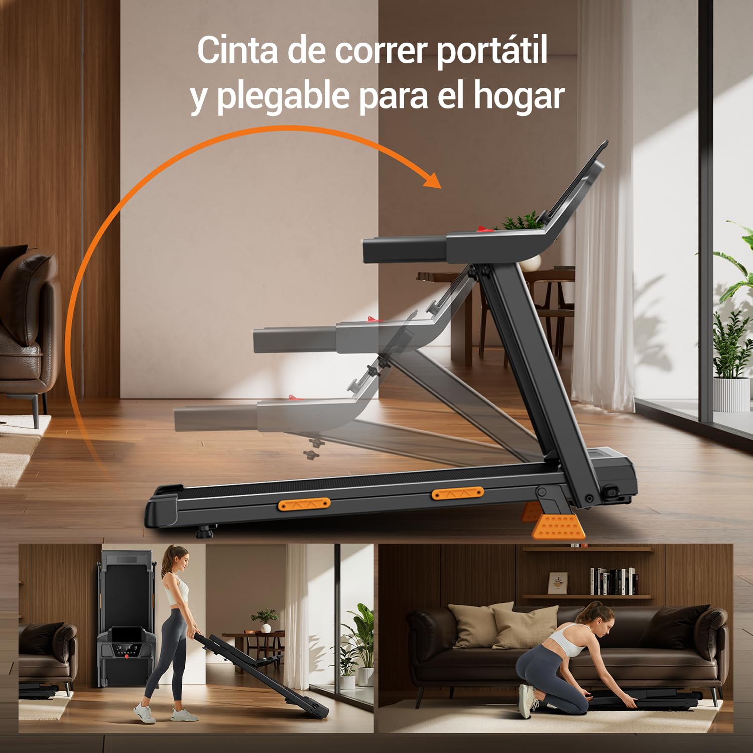 UMAY Cinta de Correr Plegable con Inclinación | Cinta de Andar Plegable,Caminadora Electrica Para Casa Equipado con un Motor de 3,0 CV y Pantalla LED,Máximo 136KG