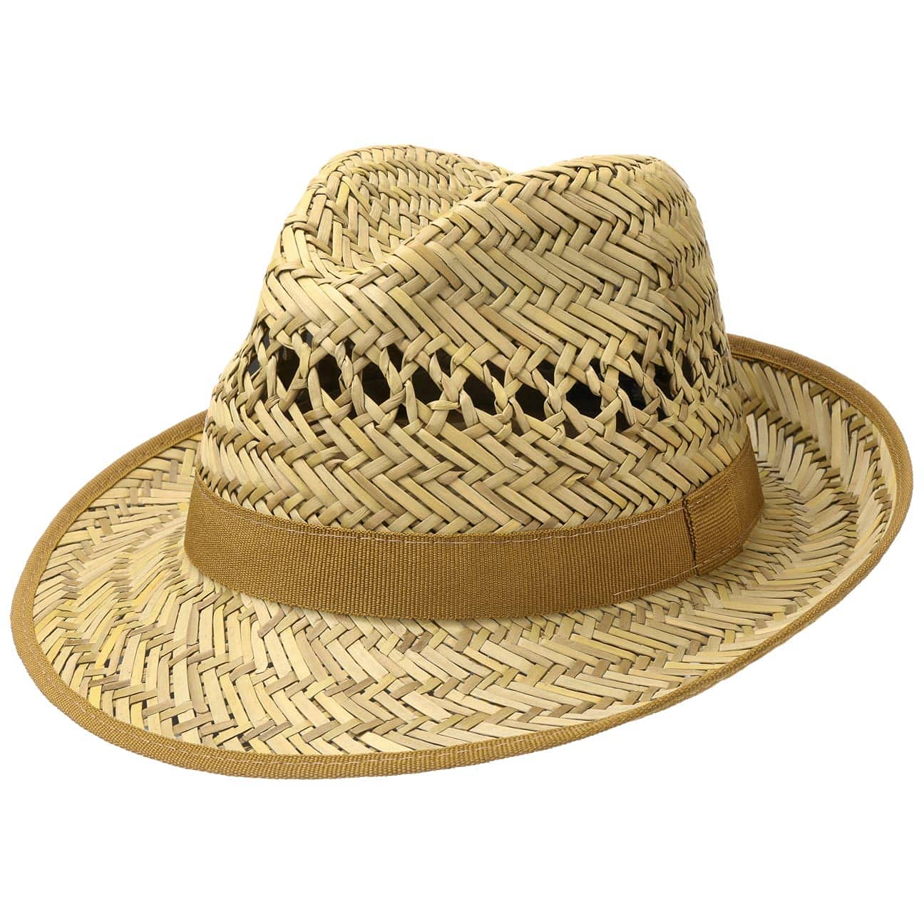 Lipodo Carovigno Straw Fedora Hat Vented Crown Made in Italy Women Summer