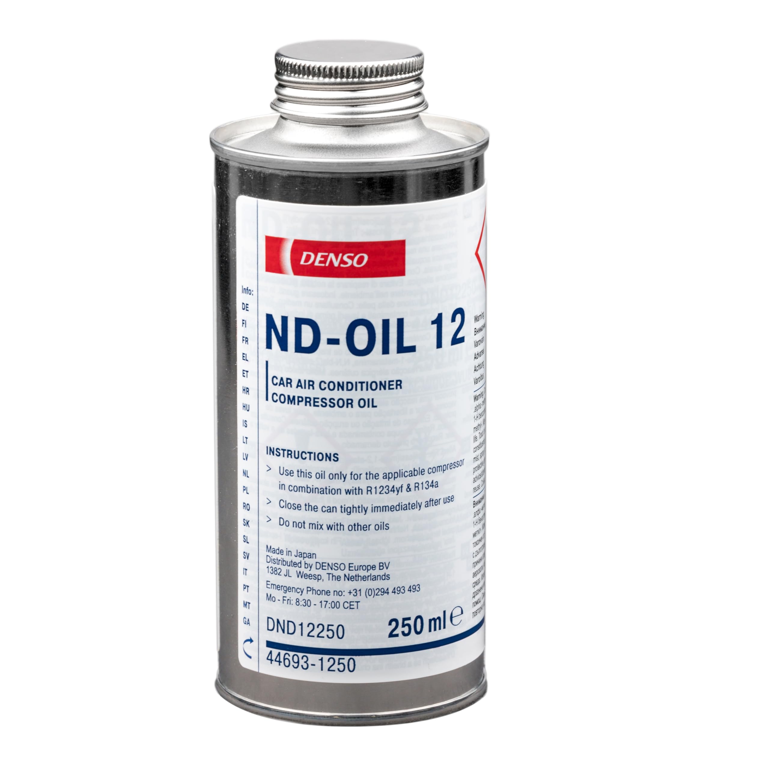 Aceite de aire acondicionado para vehículos ND-12, 0,25 L, tipo de refrigerante: R1234yf/R134a