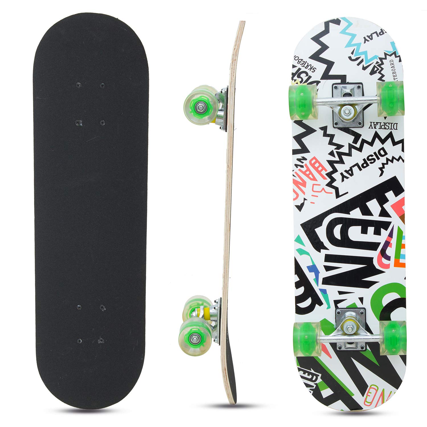 Buy Baybee 17 Inch Maple Wood Deck Skating Board for Kids with Strong Wheels Double Kick