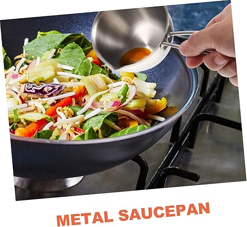 Miniatura 7 de NAMOARLY Pour Oil Olla pequeña cacerola de acero inoxidable cacerola pequeña olla de acero inoxidable olla mini estufa degustación platos cuchara de