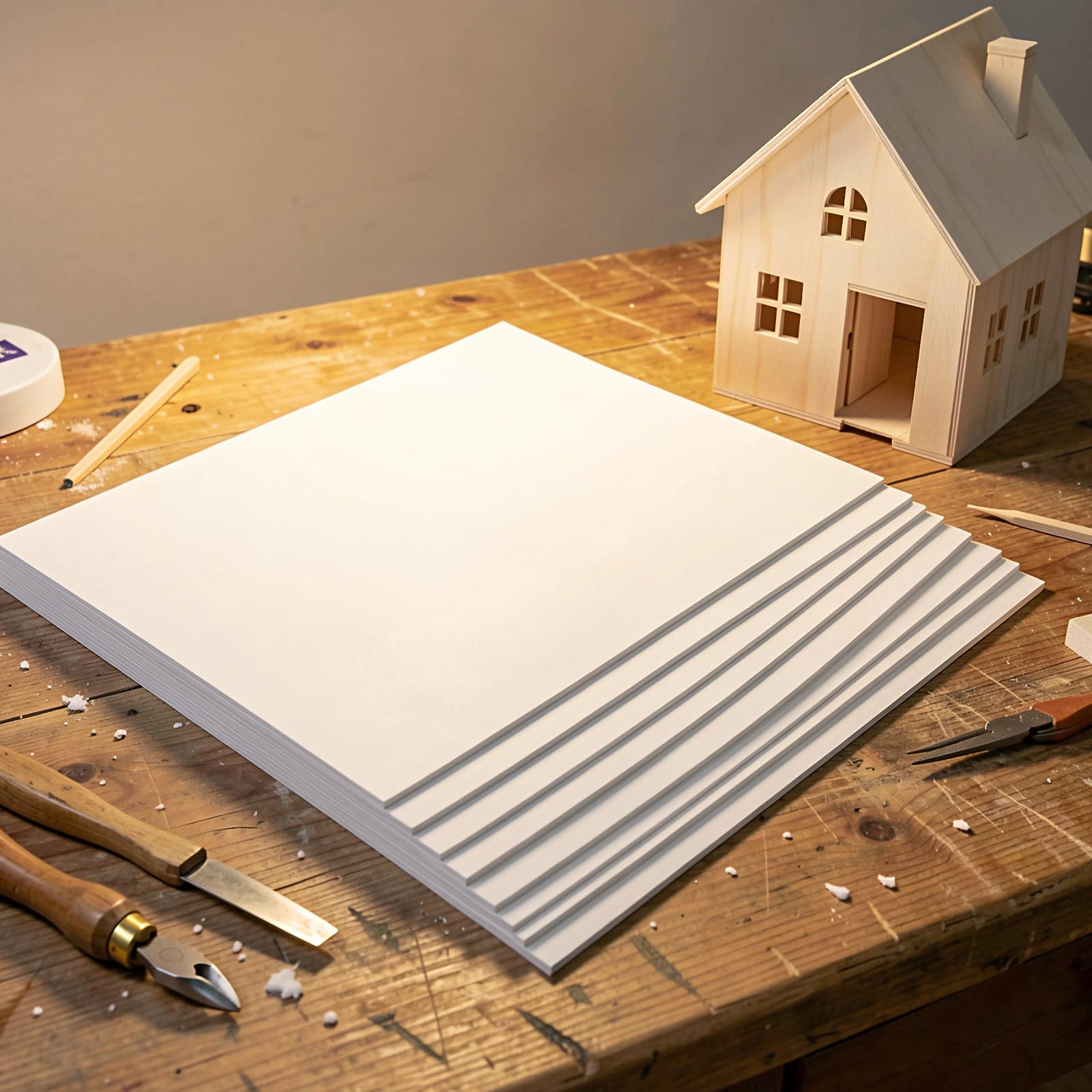 10 láminas de espuma de PVC white - 30 x 20 cm (12 x 7,8 pulgadas), planchas de espuma ligeras de 3 mm - Láminas de plástico para manualidades, modelismo, exposiciones de arte, proyectos