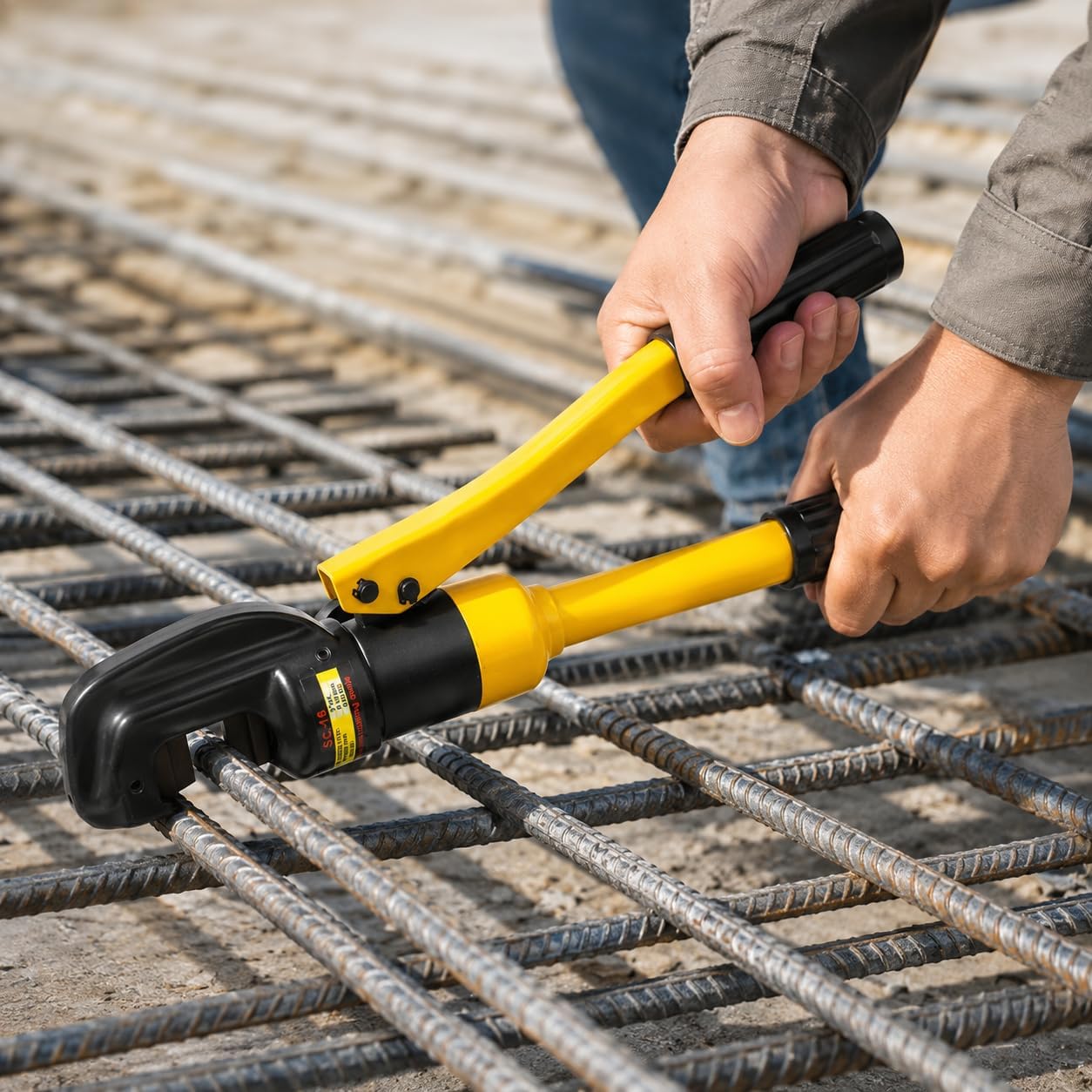 Taglierina idraulica per tondo per cemento armato 8T, taglierino portatile per bulloni e catena per acciaio da 4-16 mm con scatola per il trasporto