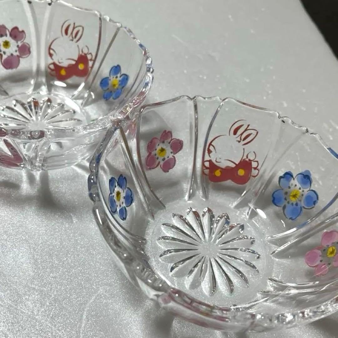 r*.様 ベネチアングラス カラフルガラスボウル ウサギスタンド付き｜r