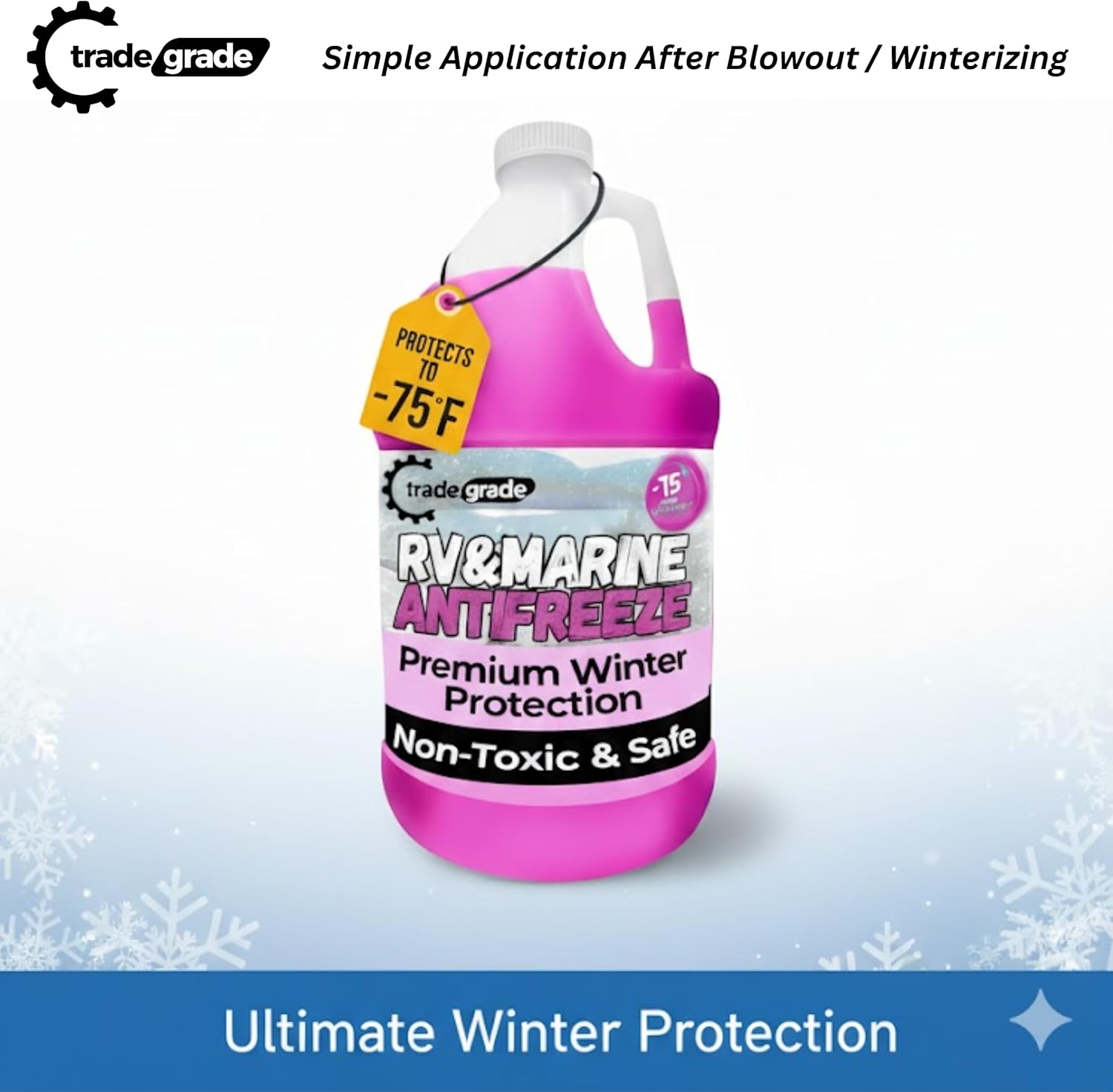 Premium Blend RV Antifreeze for Winterizing – Marine Antifreeze -75°F Freezing Point Protection, 2 Gallon (2-Pack) – Pink Winterizing Fluid for Boats, Pools, Spas, Campers, Vacation Homes
