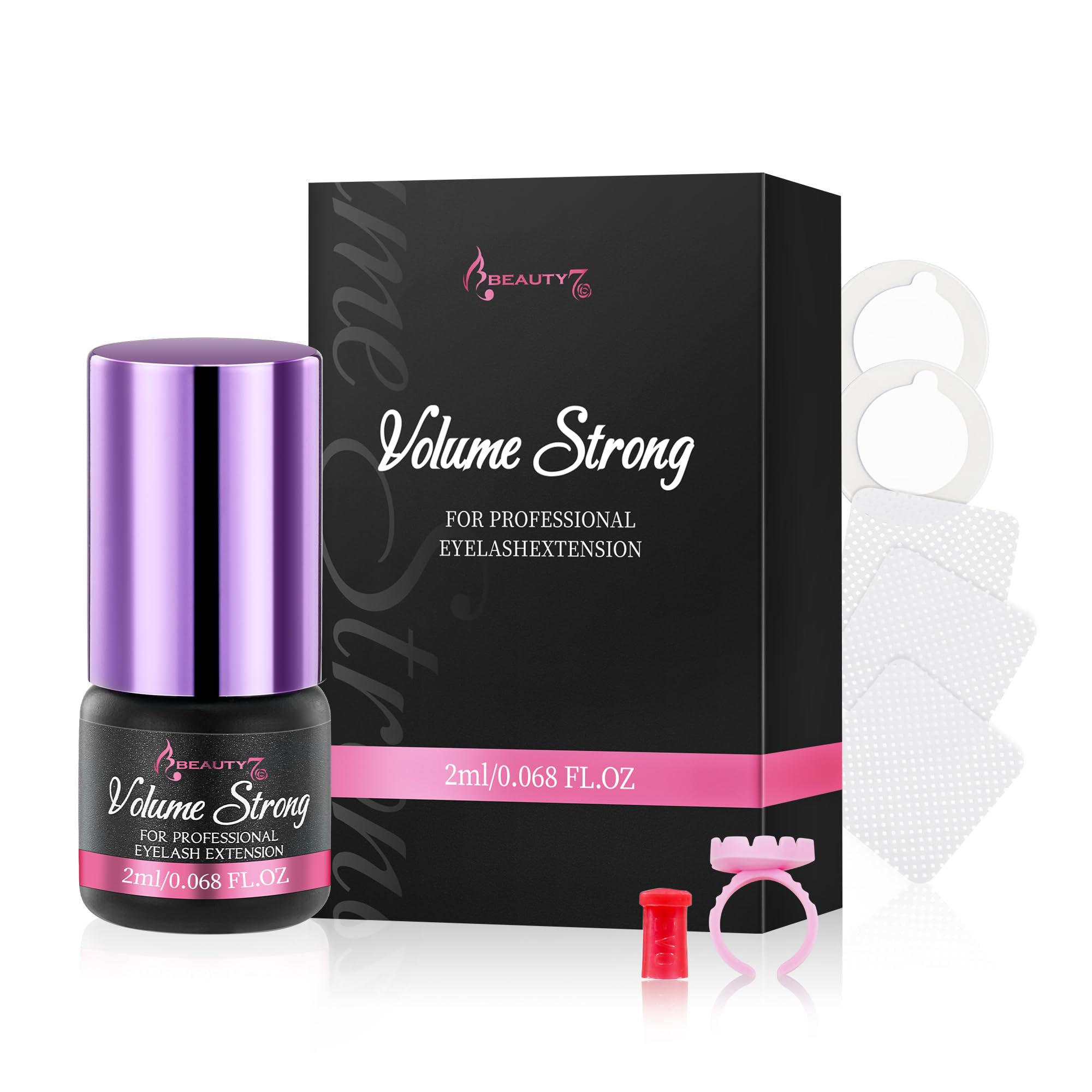 Eyelash Extension Individual Glue Volume Strong Black 1 Second Dry Time 5-8 Weeks Bonding Lash Glue Waterproof Lash Adhesive Fast Drying for Professional Use (2ml)