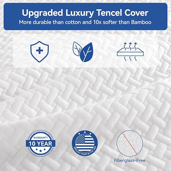 Vipbear Short Queen RV Mattresses 10 Inch Memory Foam Mattress with Tencel Cover, Premier Cooling Green Tea/Gel Medium Firm Bed Mattress in Box for Camper/Truck/Trailer, CertiPUR-US 75'' x 60''