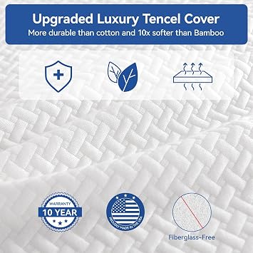 Vipbear Short Queen RV Mattresses 10 Inch Memory Foam Mattress with Tencel Cover, Premier Cooling Green Tea/Gel Medium Firm Bed Mattress in Box for Camper/Truck/Trailer, CertiPUR-US 75'' x 60''