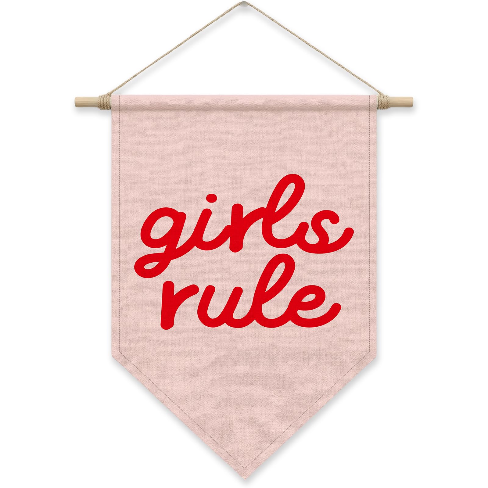 Girls Room Decor, Girls Rule Poster Hanger Frame, Nursery Wall Art for Kids Room Bedroom, Baby Pennant Flag Banner, Minimalist Home Decor, Pink, Baby