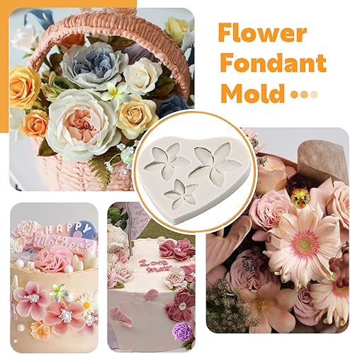 Miniatura 4 de Moldes de silicona de flores Plumeria Peony Rose Pansy Fondant para decoración de pasteles, decoración de cupcakes, caramelo, arcilla polimérica,