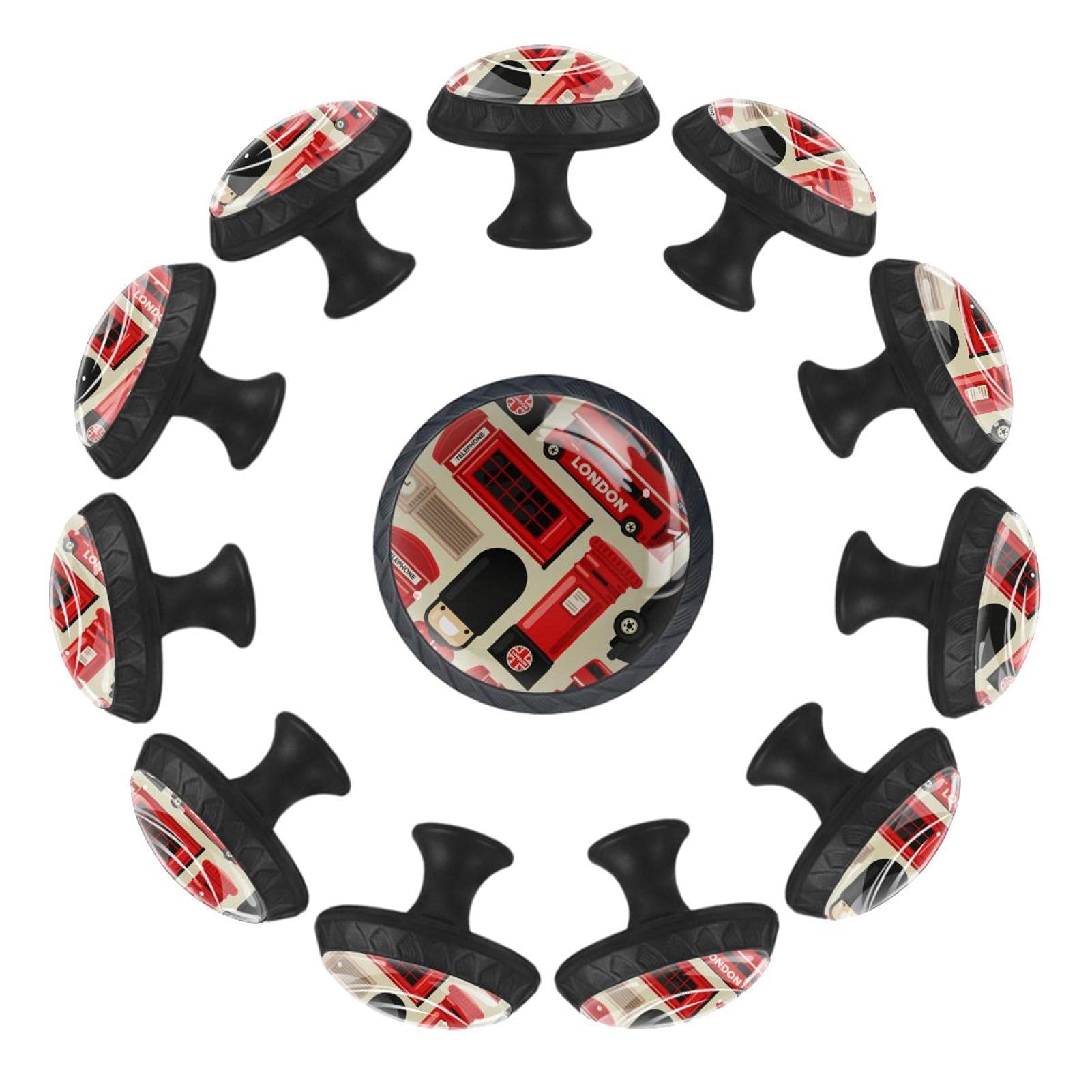 Boutons de tiroir bus londonien rouge 35 mm : lot de 12 pour commode