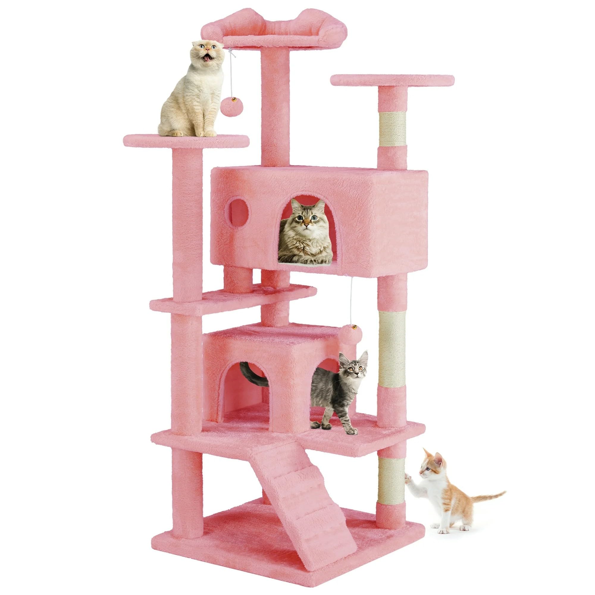 Pefilos 56 Inches Cat Tree For Indoor Cats Multi-Level Cat Tower With