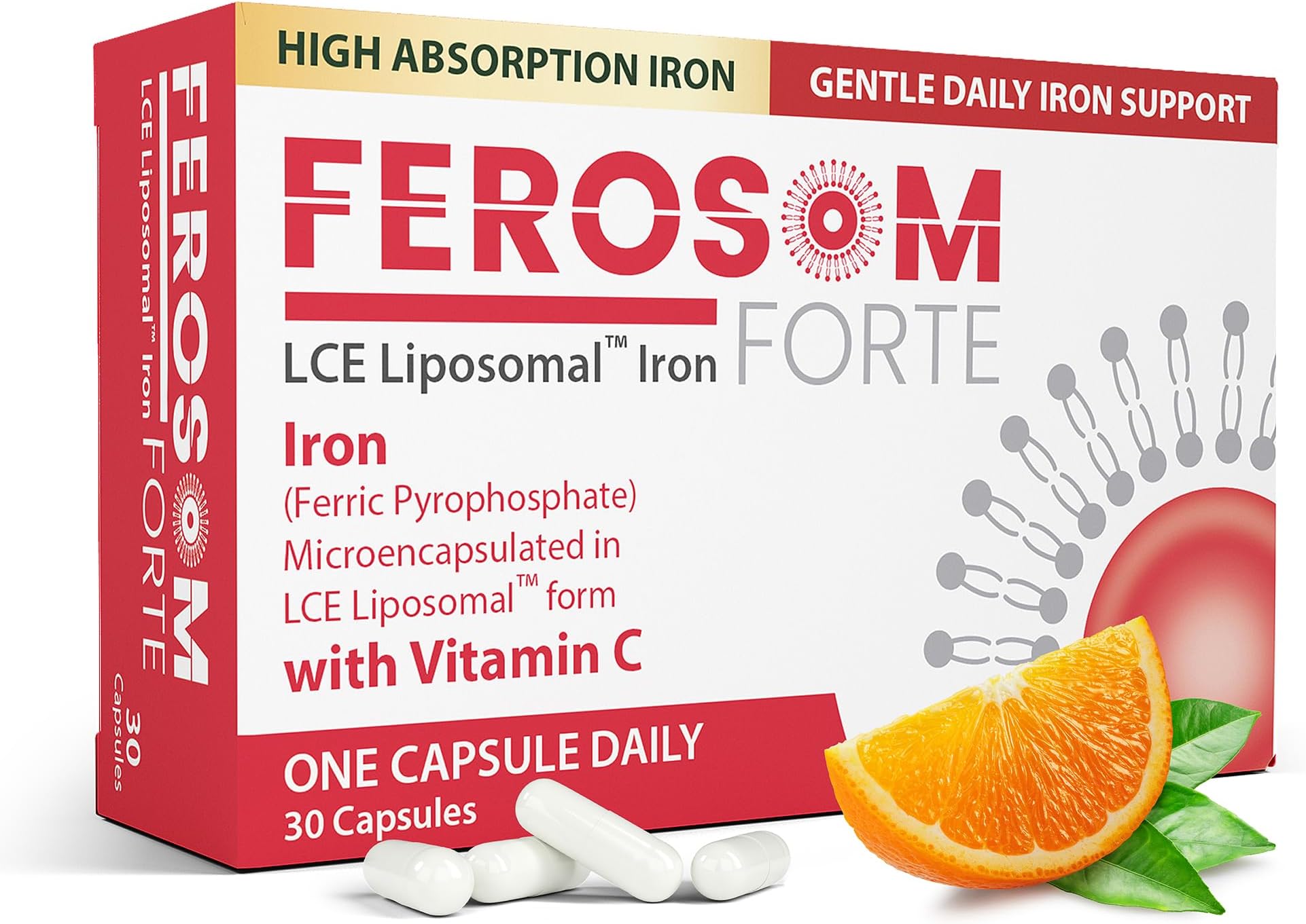 LCE Liposomal Gentle Iron Supplement 30 mg, 30 Capsules