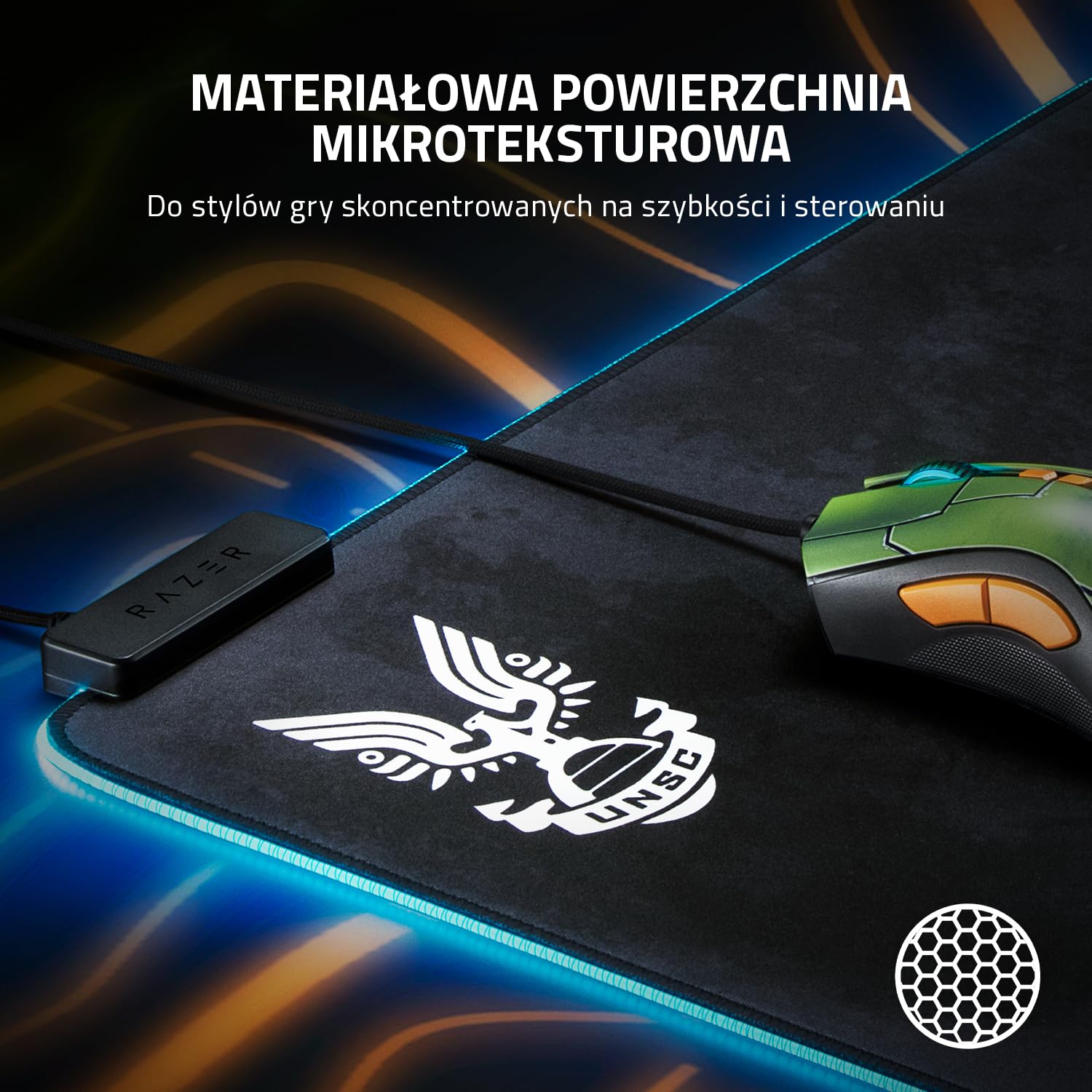 Razer Goliathus Extended Chroma - miękka, rozszerzona podkładka pod mysz do gier z oświetleniem Razer Chroma RGB (uchwyt na kabel, powierzchnia z tkaniny, pikowana krawędź) HALO