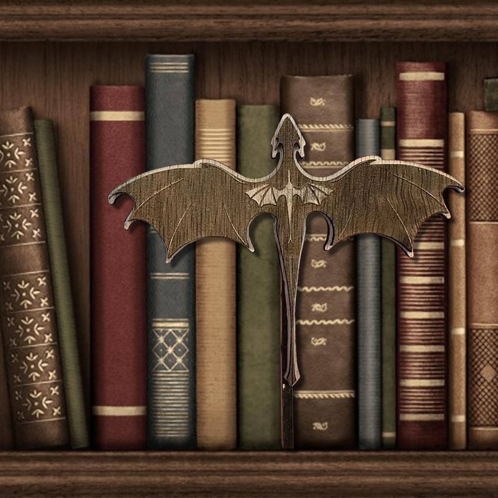 Große Drachen Bücherregal Deko Aus Holz - Fantasie Buchstütze Retro Drachen Figur Für Regal & Home Office