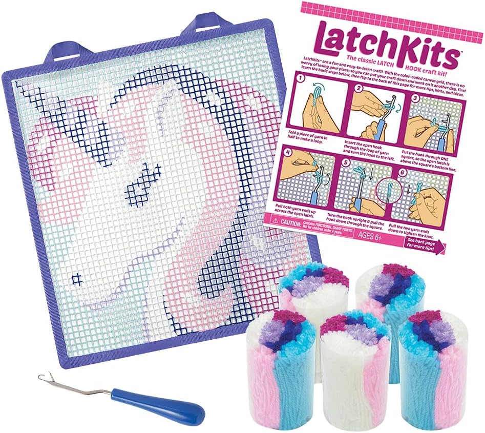 LatchKits – Unicorn – Latch Hook Kit – Easy-to-Learn Craft Project – No Sewing Or Cutting – For Ages 6+
