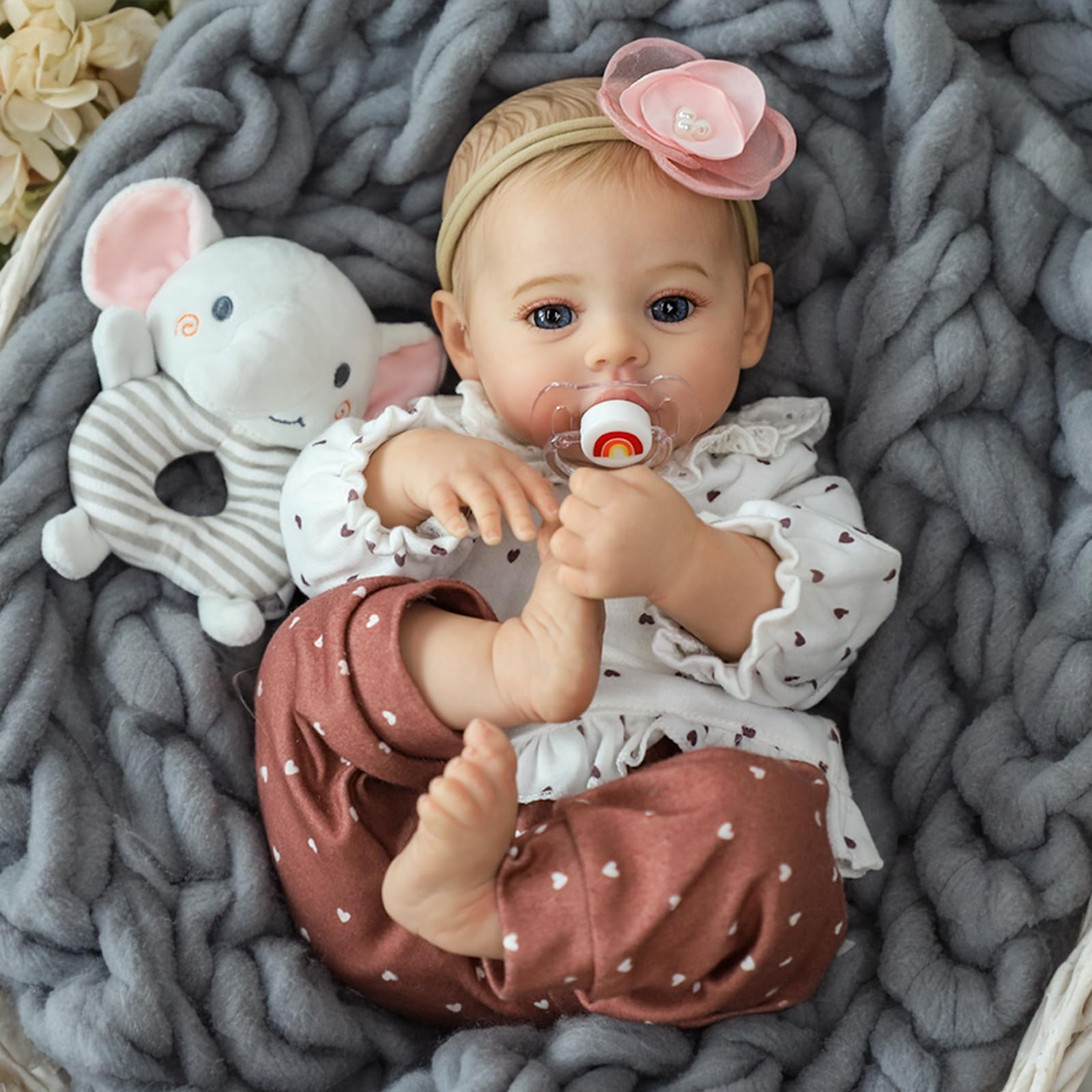 KSBD Reborn Baby Dolls - 18 Inch Realistic Baby Doll Girl, Real Life Baby Dolls with Cute Soft Vinyl Body, Real Baby Doll New