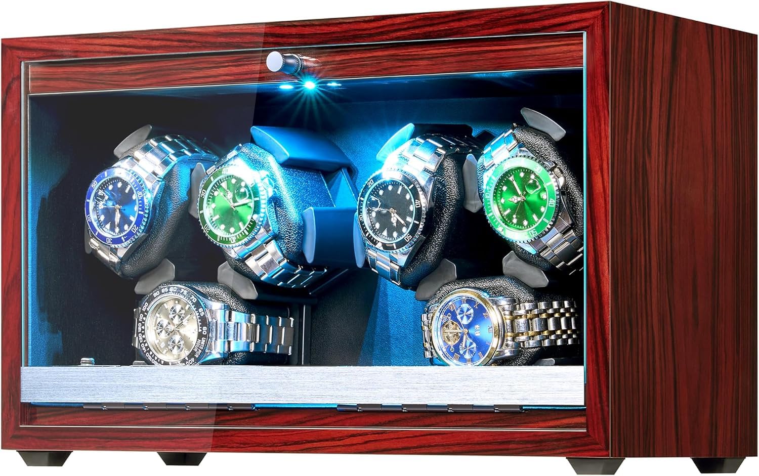 ANWBROAD Remontoir de montre 6 montres avec LED et moteur super silencieux rotateur 4 modes rotatifs Boîte à montres Shaker avec câble USB Cadeau UJWW003Y